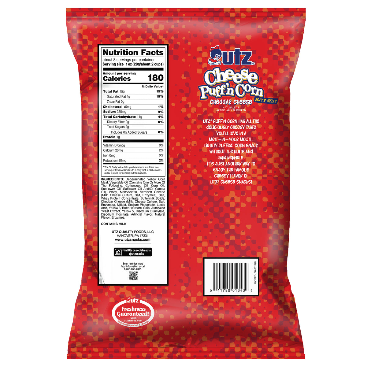 Utz Puff'n Corn Cheddar Cheese 7.5 oz. – Utz Quality Foods