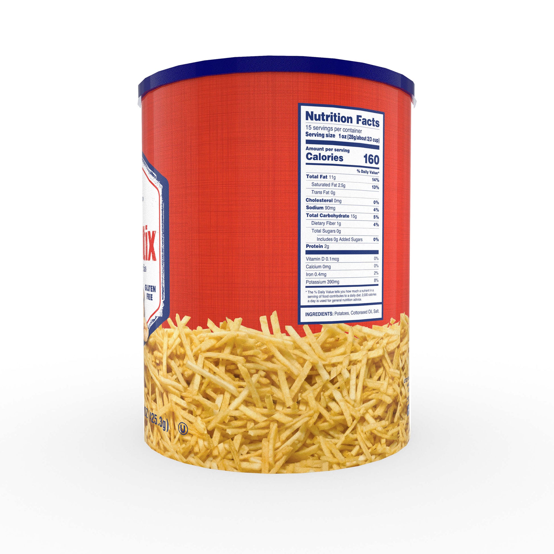 Can of Unstix with visible nutrition label on a white background