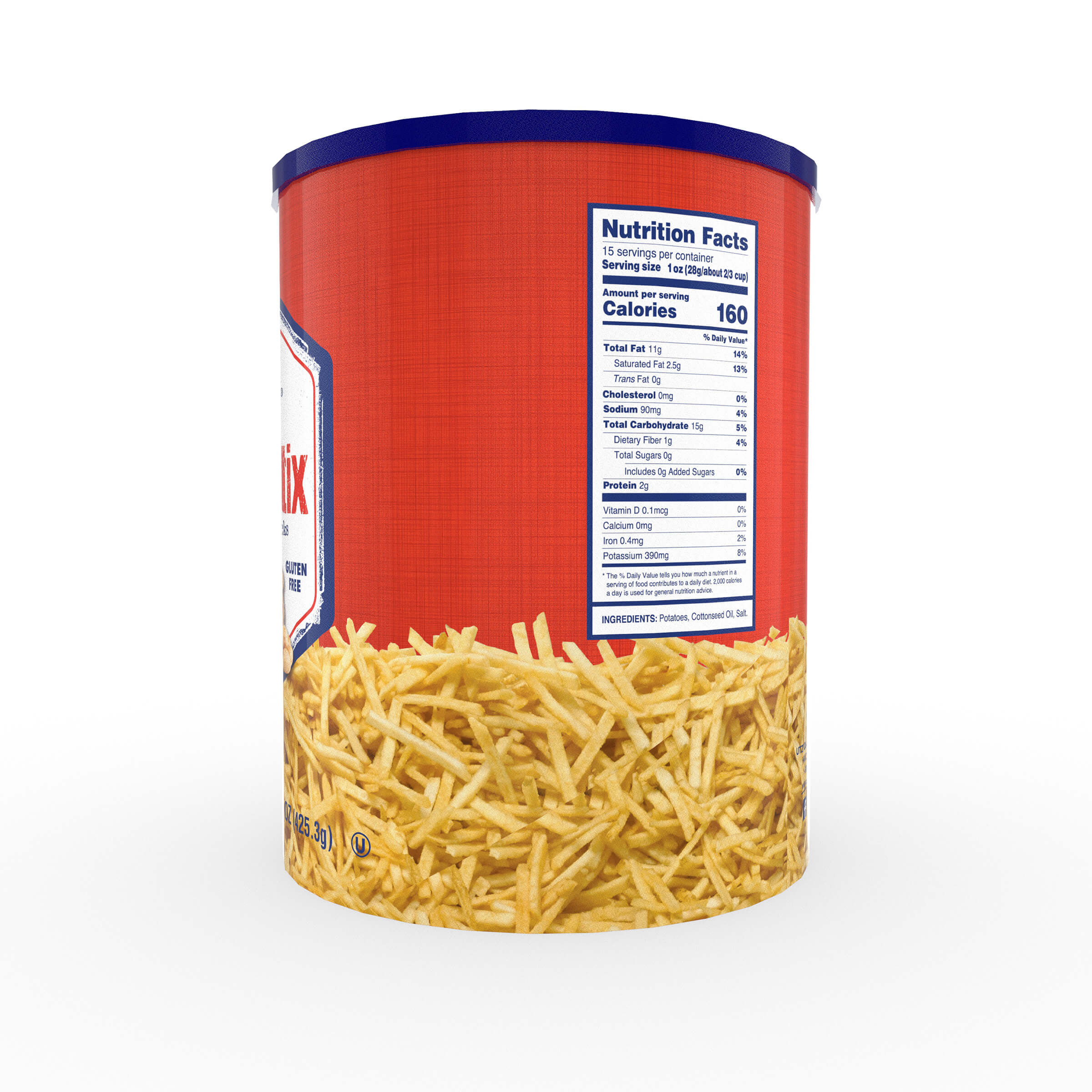 Can of Unstix with visible nutrition label on a white background