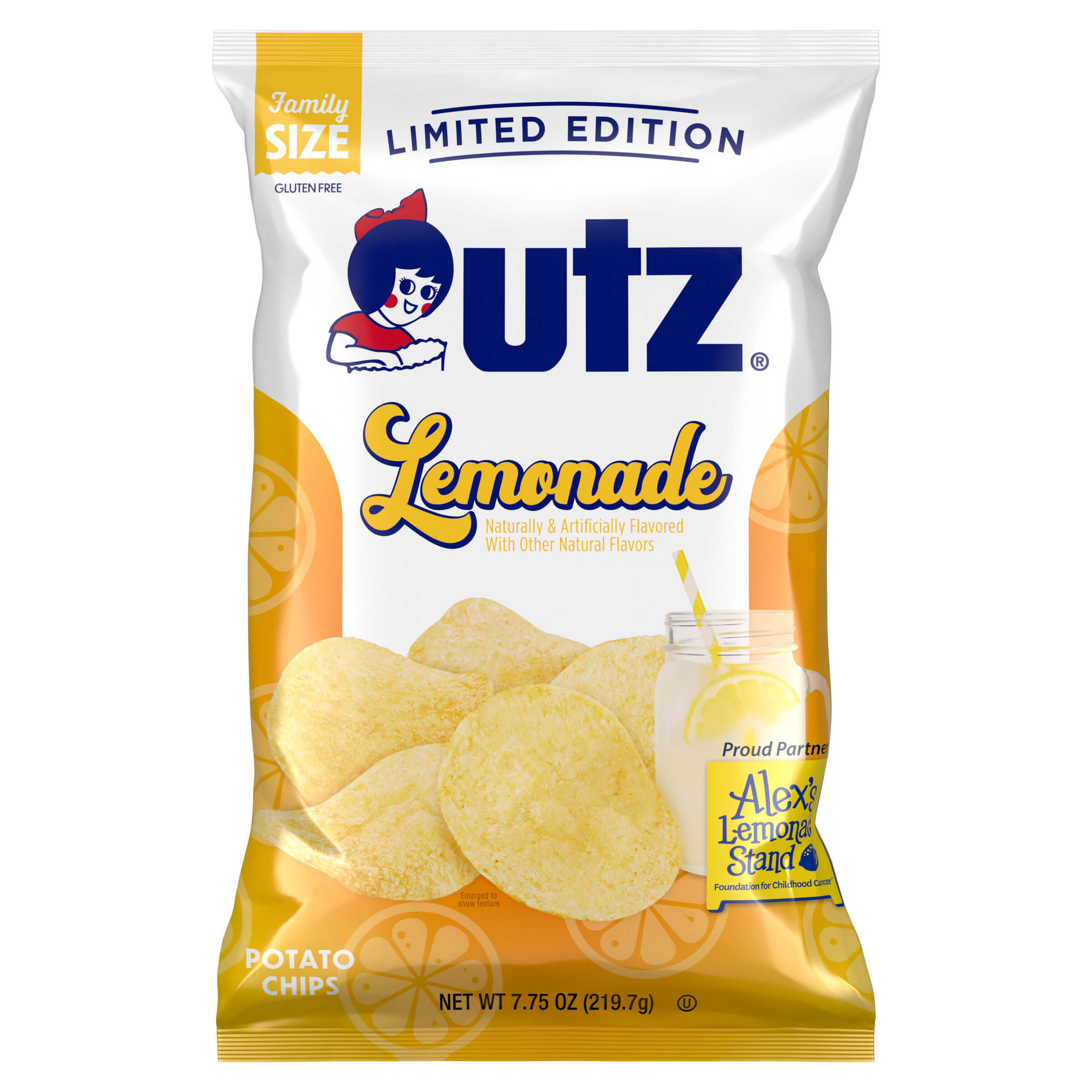 Outz Lemonade potato chips packaging on a white background