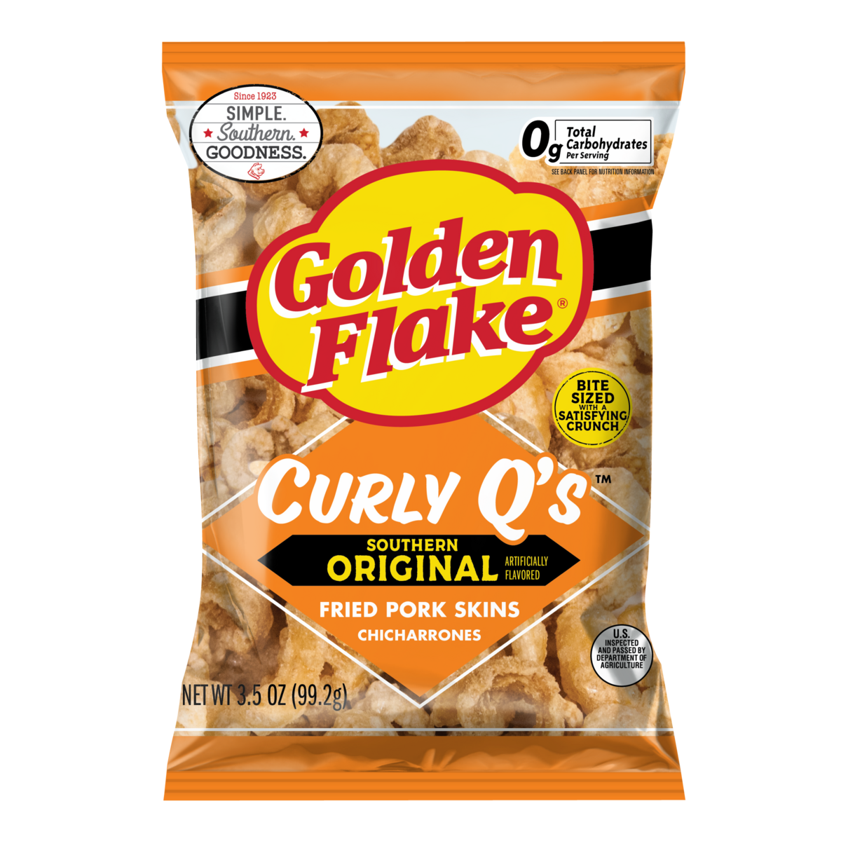 Golden Flake Pork Skins Curly Q's Original 3.5 oz. Utz Quality Foods