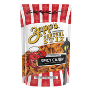 Bag of Zapp's Spicy Cajun Pretzel Stix with red and white striped design