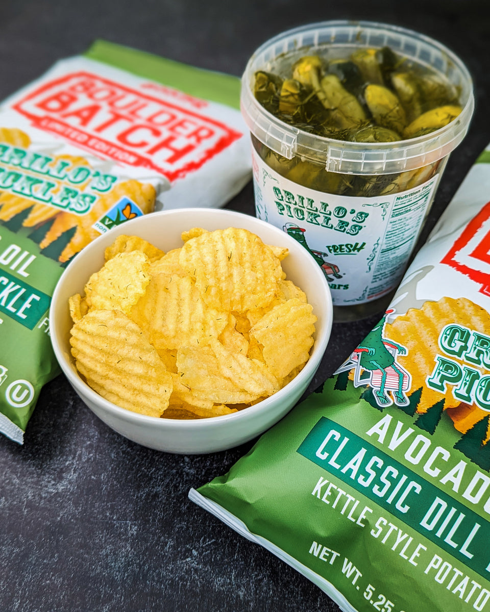 Boulder Batch Avocado Oil Grillo's Classic Dill Pickle Kettle Potato C