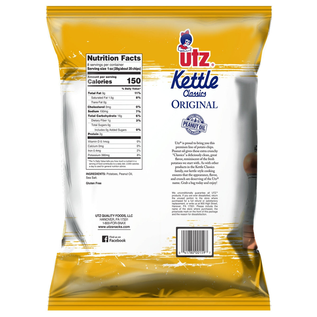 Utz Kettle Classics Potato Chips Original 2.5 oz. Utz Quality Foods