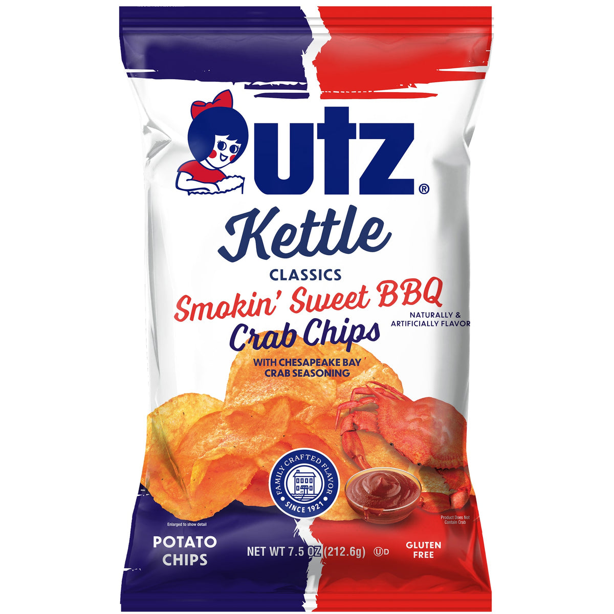 Utz Kettle Classics Potato Chips Mash Up Smokin' Sweet Crab 7.5 oz