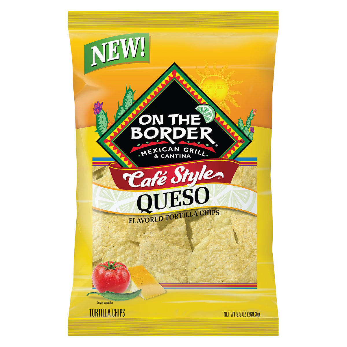 On The Border Tortilla Chips Cafe Style Queso Utz Quality Foods