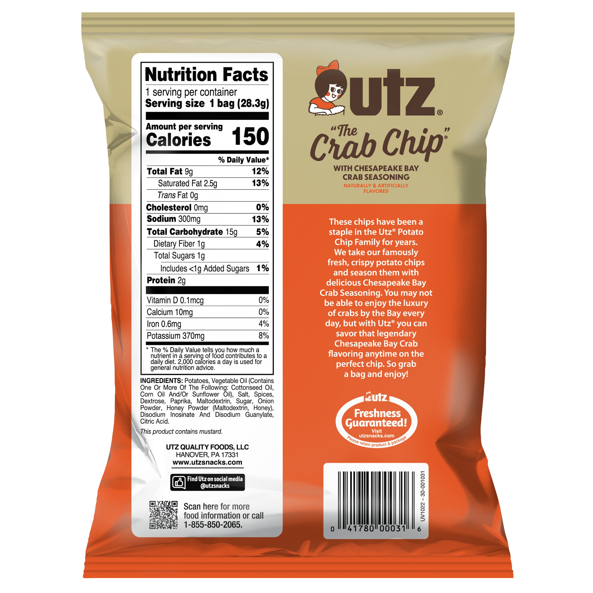 Utz Crab Potato Chips 1 oz
