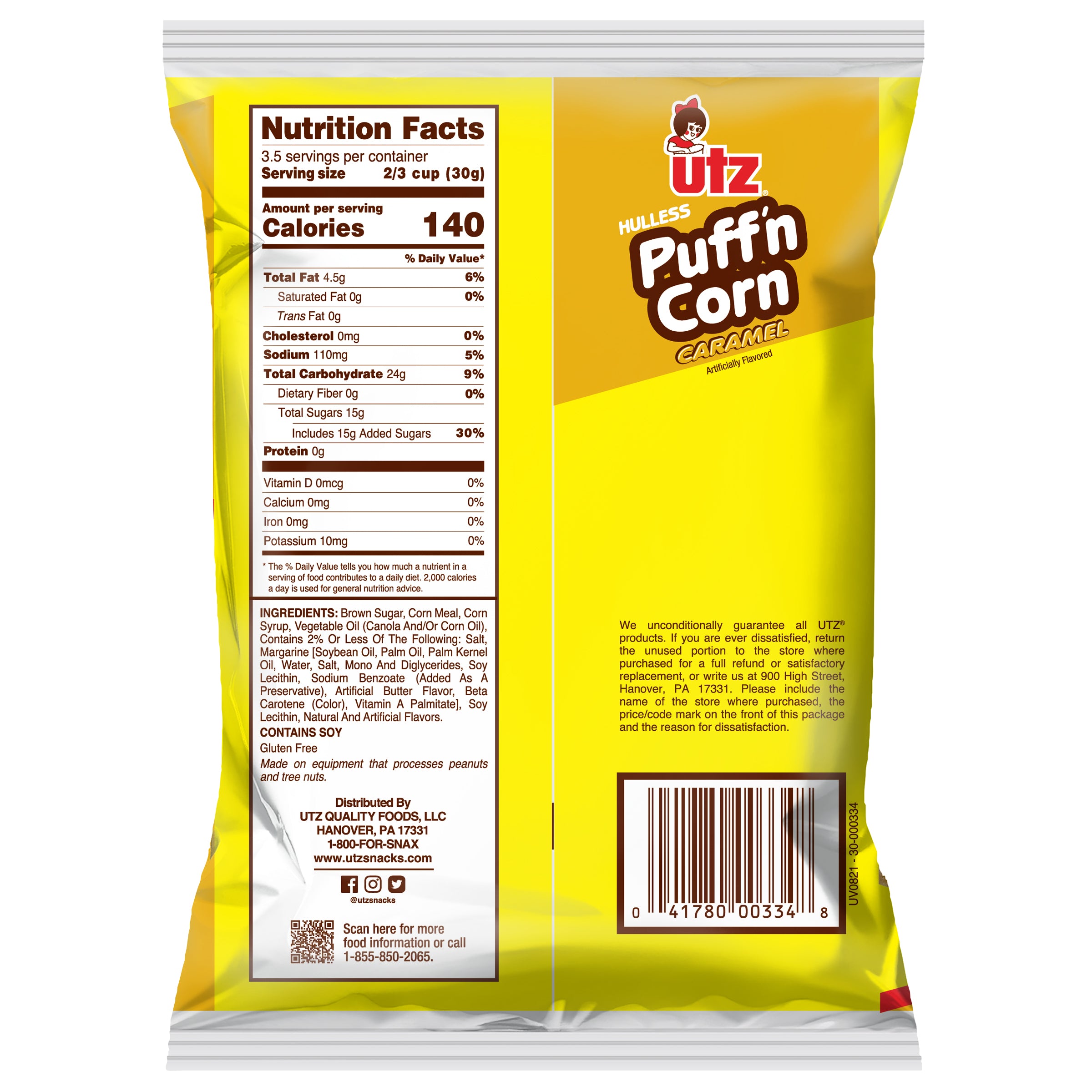 Utz Puff'n Corn Caramel 3.5 oz.