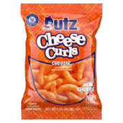 Packaging of Utz Cheese Curls Cheddar flavor on a white background