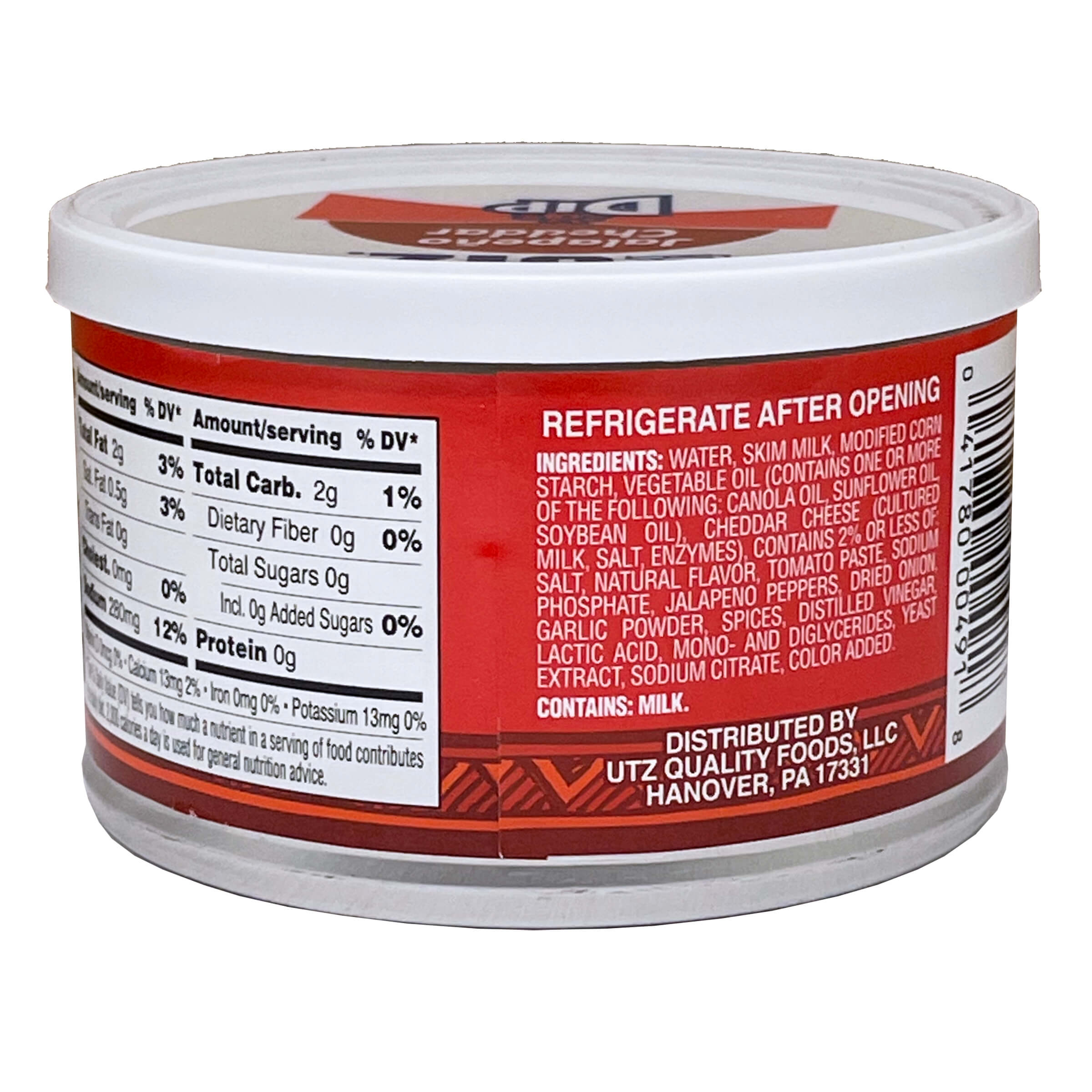 Back label of a container with nutritional information and ingredients on a white background