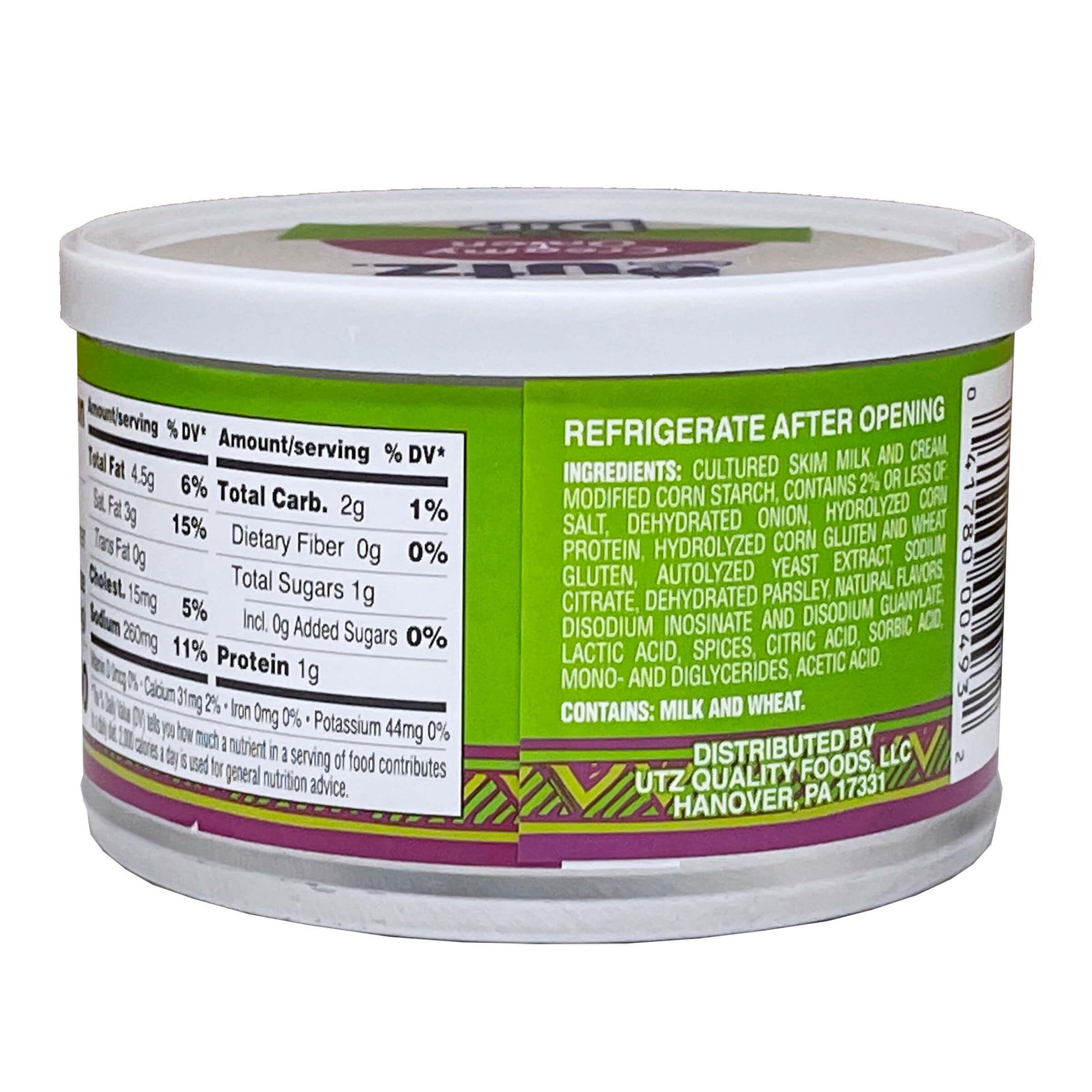 Yogurt container label with nutritional information and ingredients on a white background