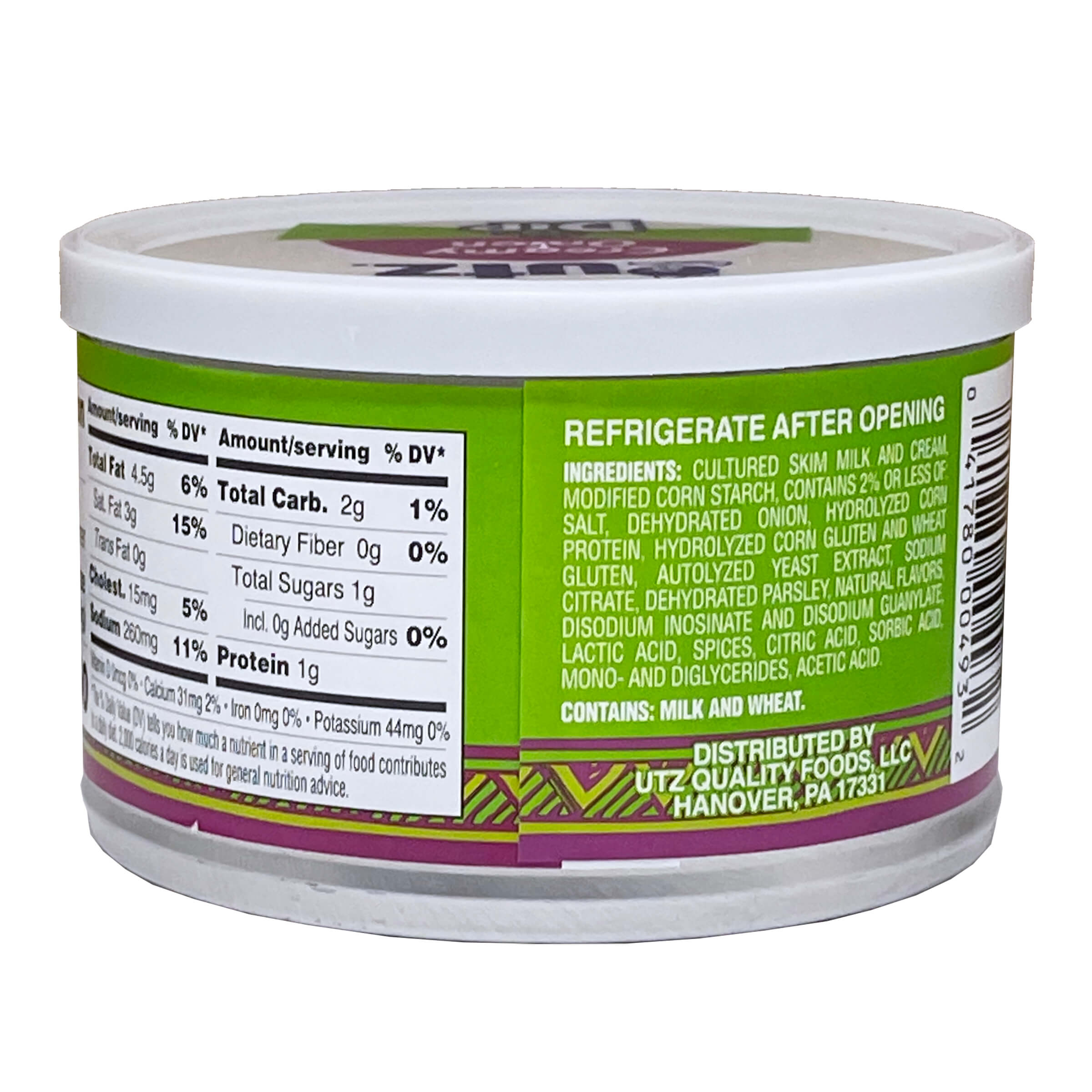 Yogurt container label with nutritional information and ingredients on a white background