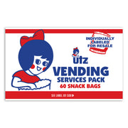 Utz Vending Services Pack label with character design on a white background