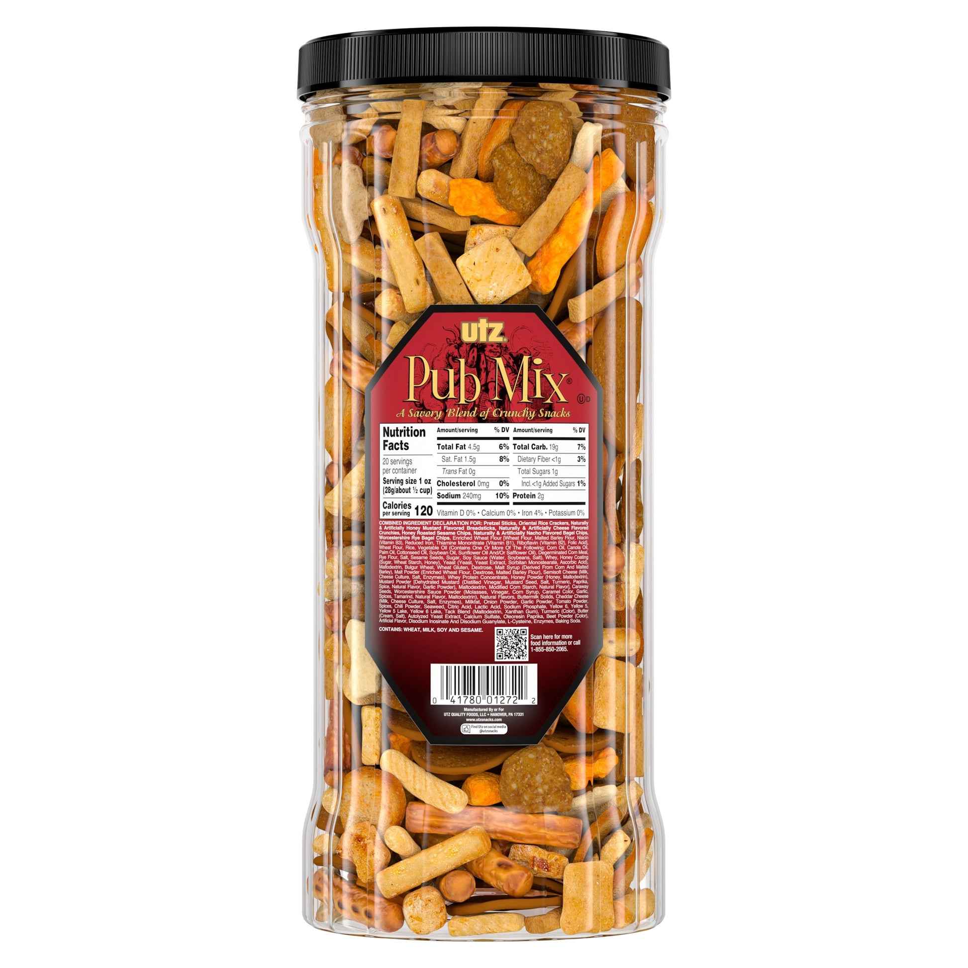 Jar of Utz Pub Mix on a white background