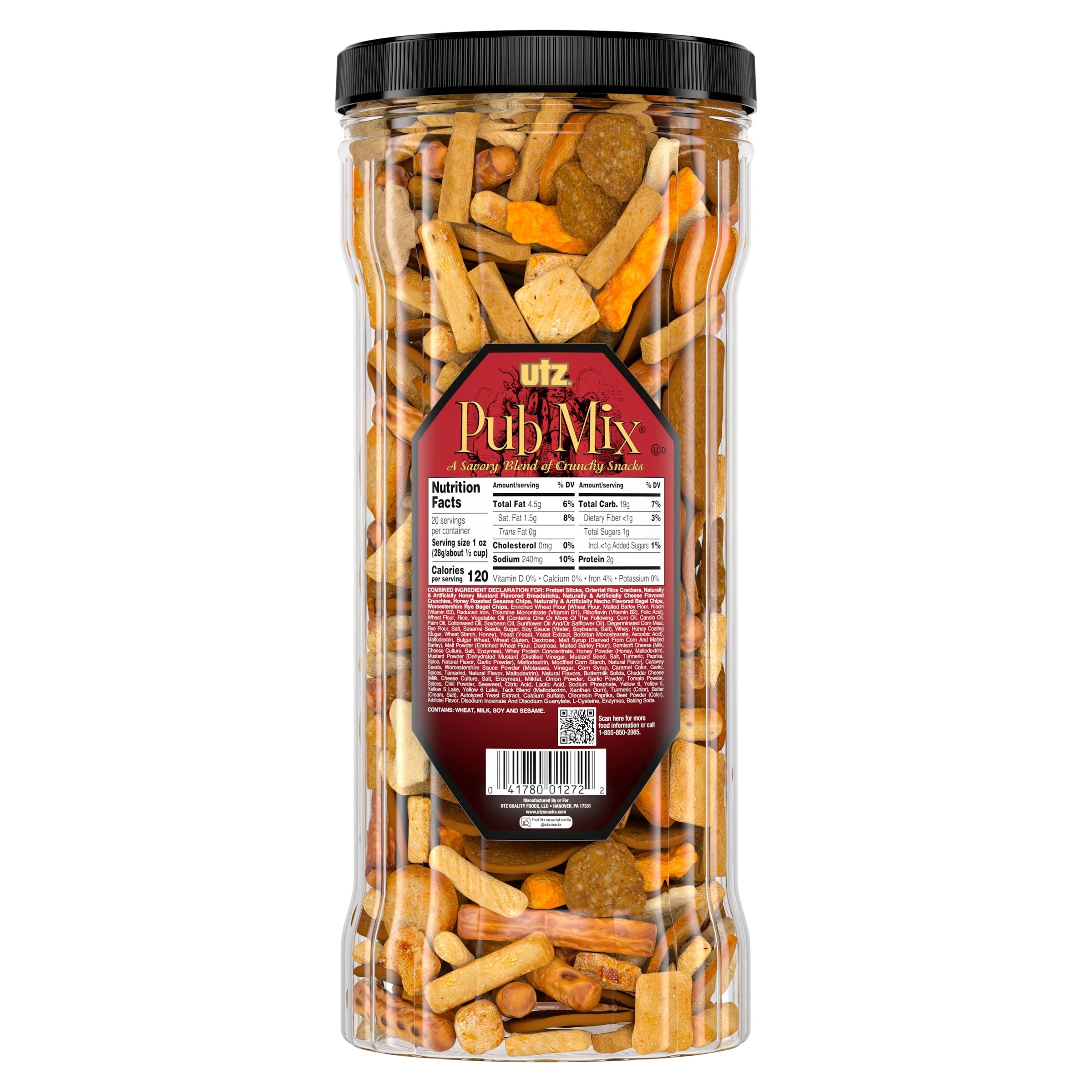 Jar of Utz Pub Mix on a white background
