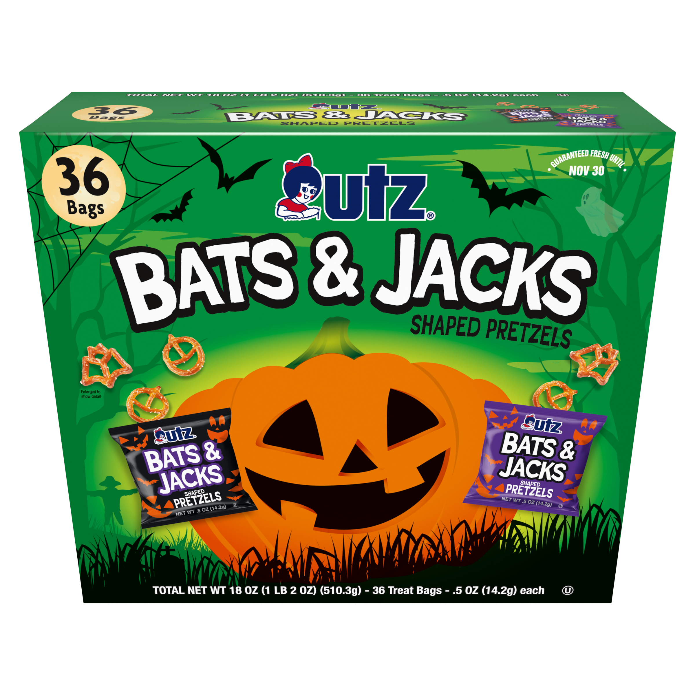 Utz Halloween Pretzels Bats & Jacks Treats Multipack (2 Count)