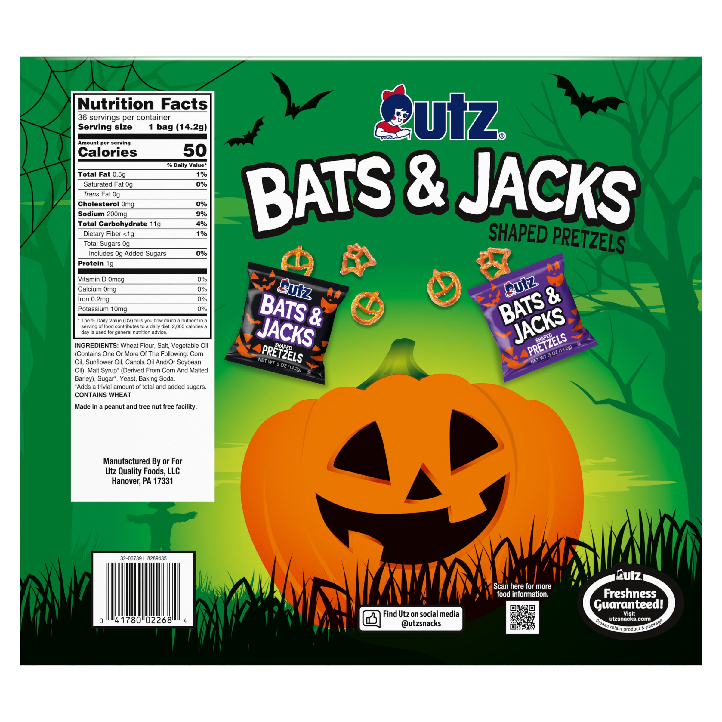 Utz Halloween Pretzels Bats & Jacks Treats Multipack (2 Count)