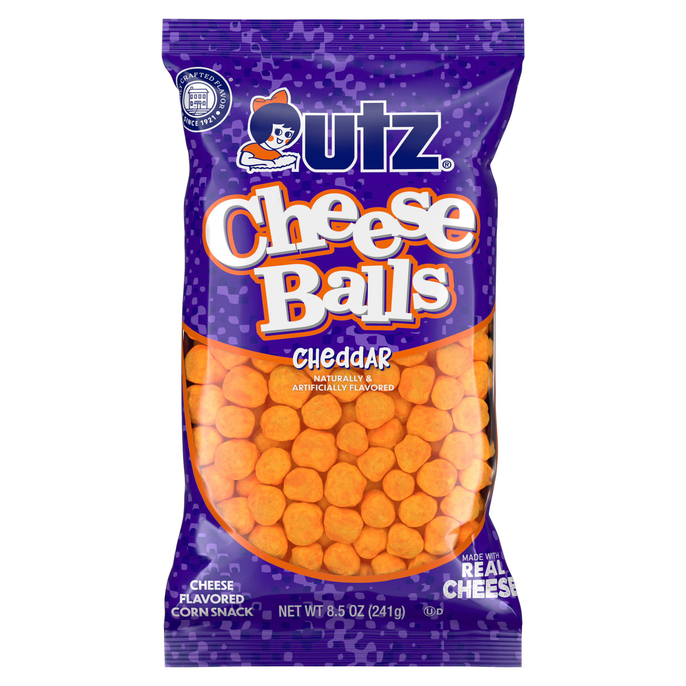Bag of Utz Cheddar Cheese Balls corn snacks