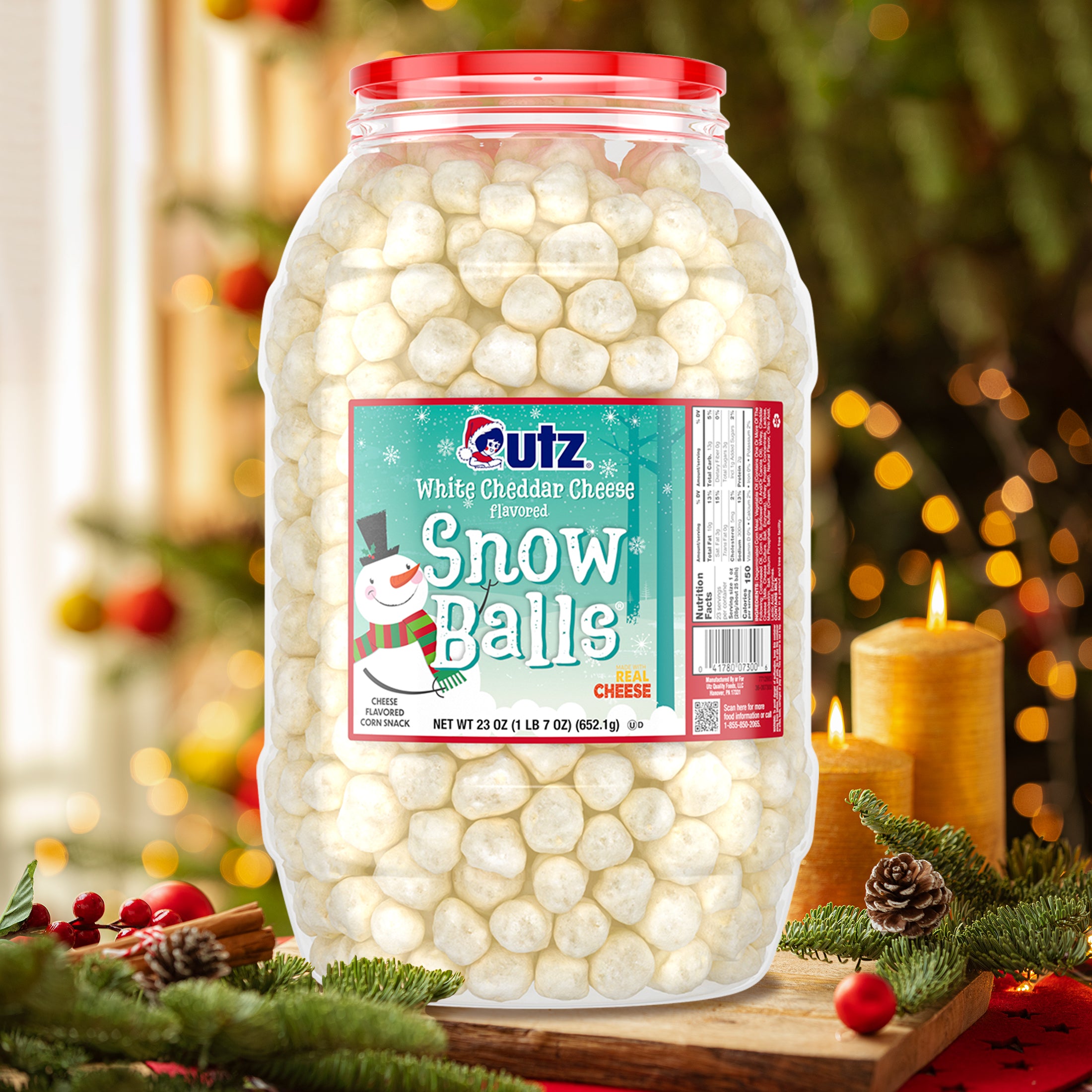 Utz White Cheddar Snow Balls Barrel