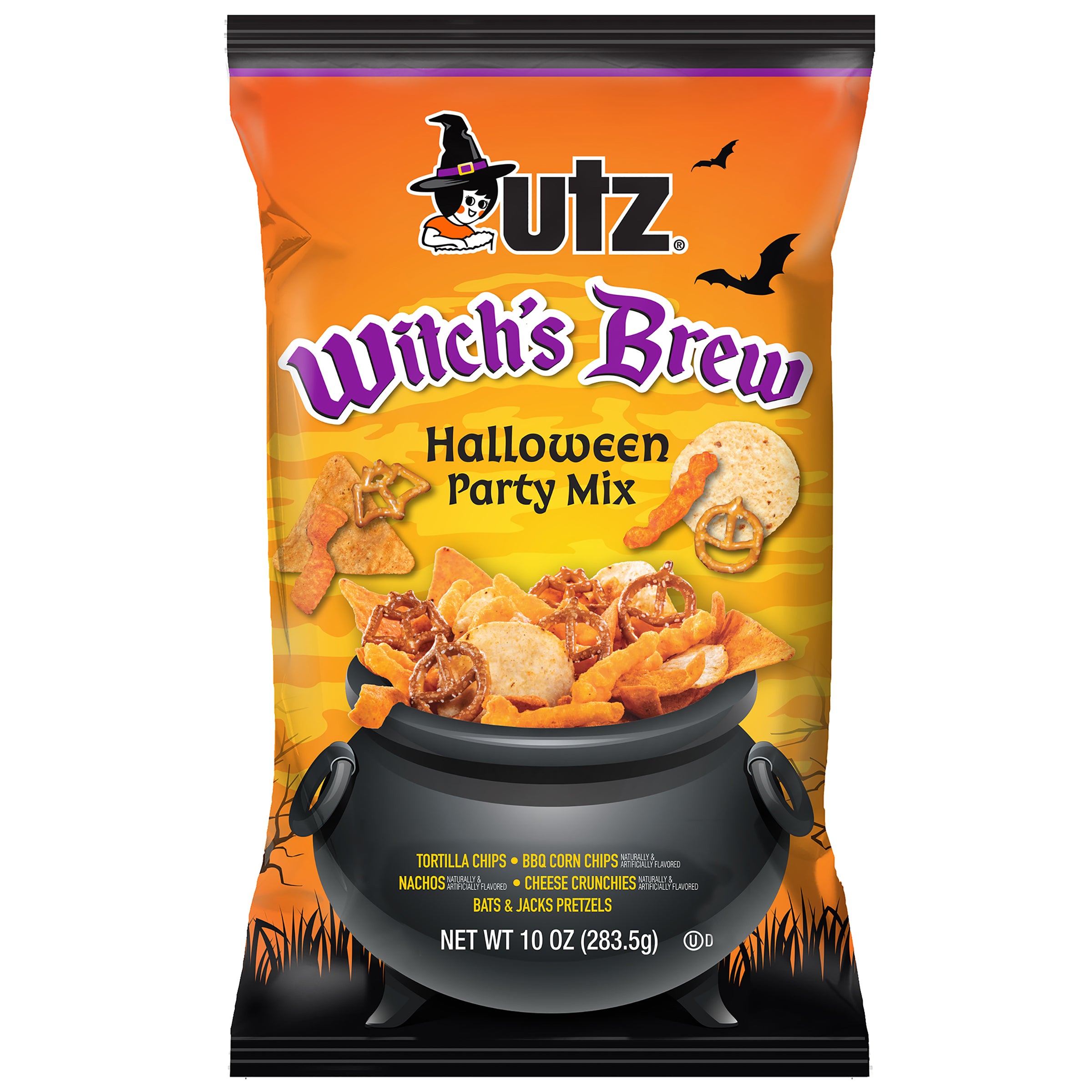 UTZ Witch's Brew Halloween Party Mix packaging on a white background
