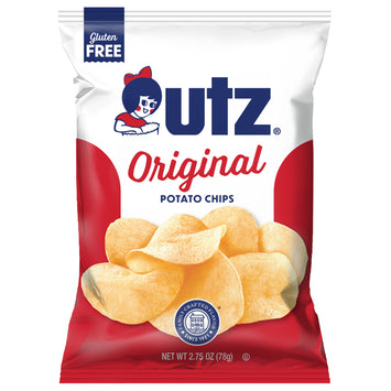 Utz Original Potato Chips packaging with a red and white design.
