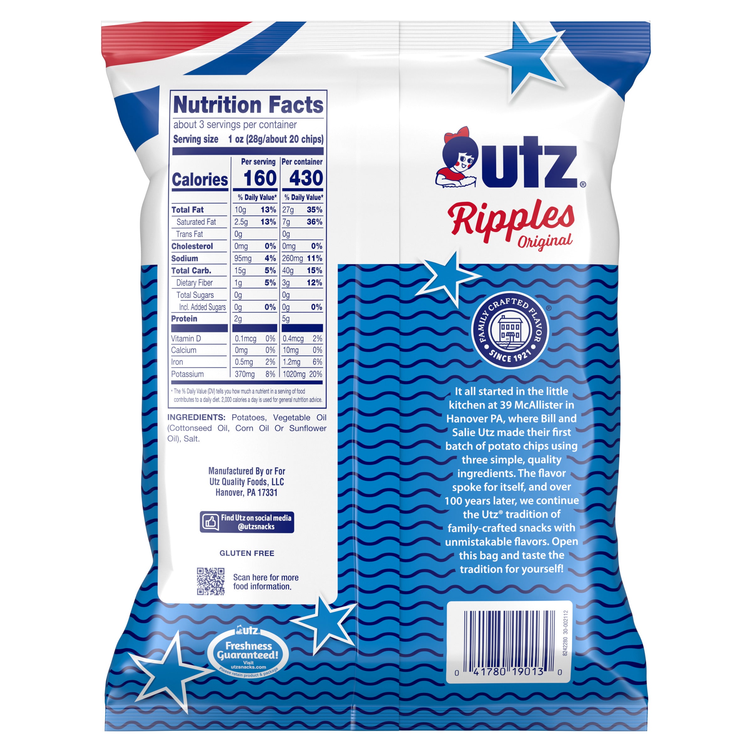 Utz Ripples Original Potato Chips