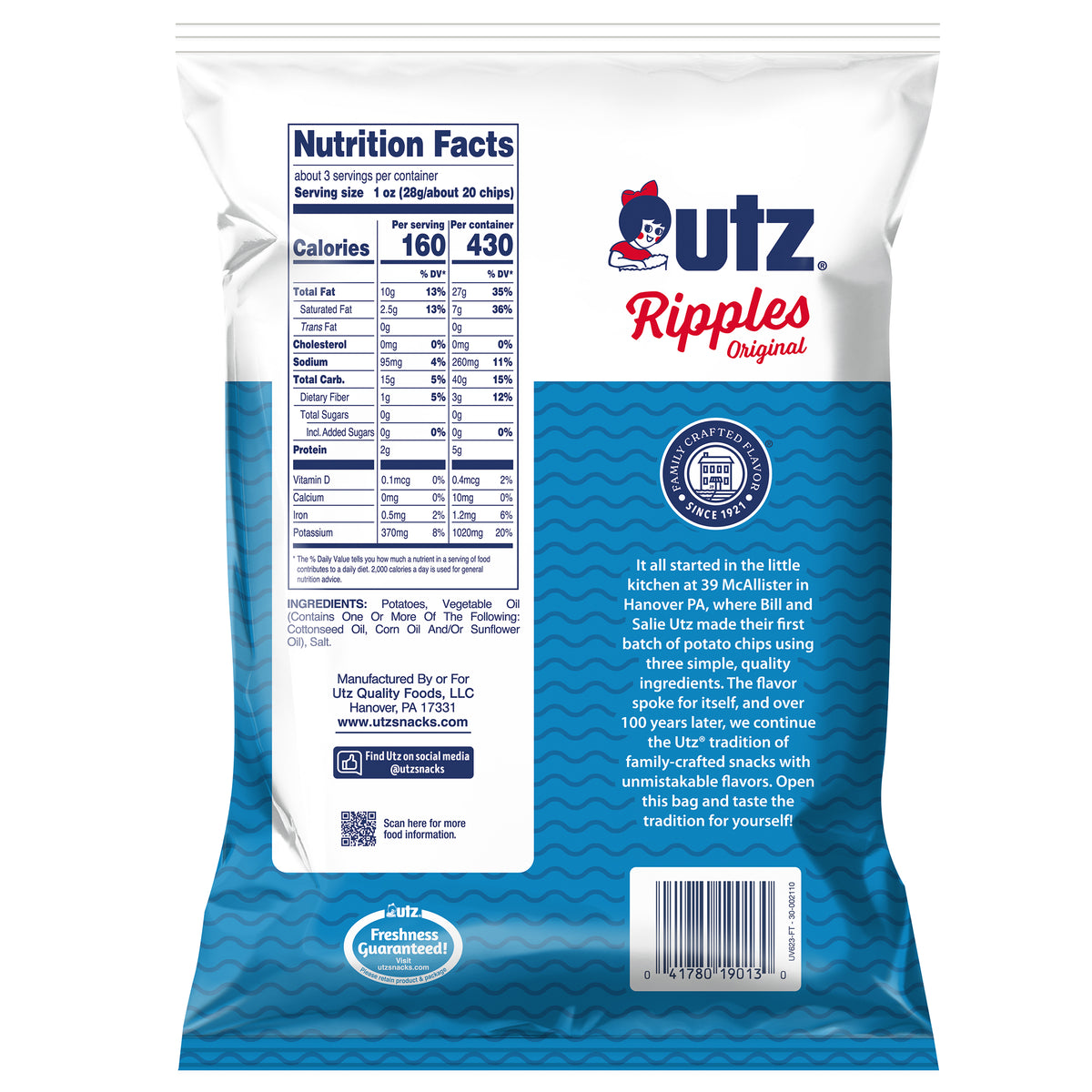 Utah Ripples Utz Ripples Original Potato Chips – Utz Quality Foods