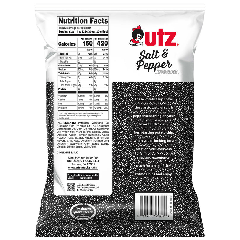 Utz Salt & Pepper Potato Chips – Utz Quality Foods