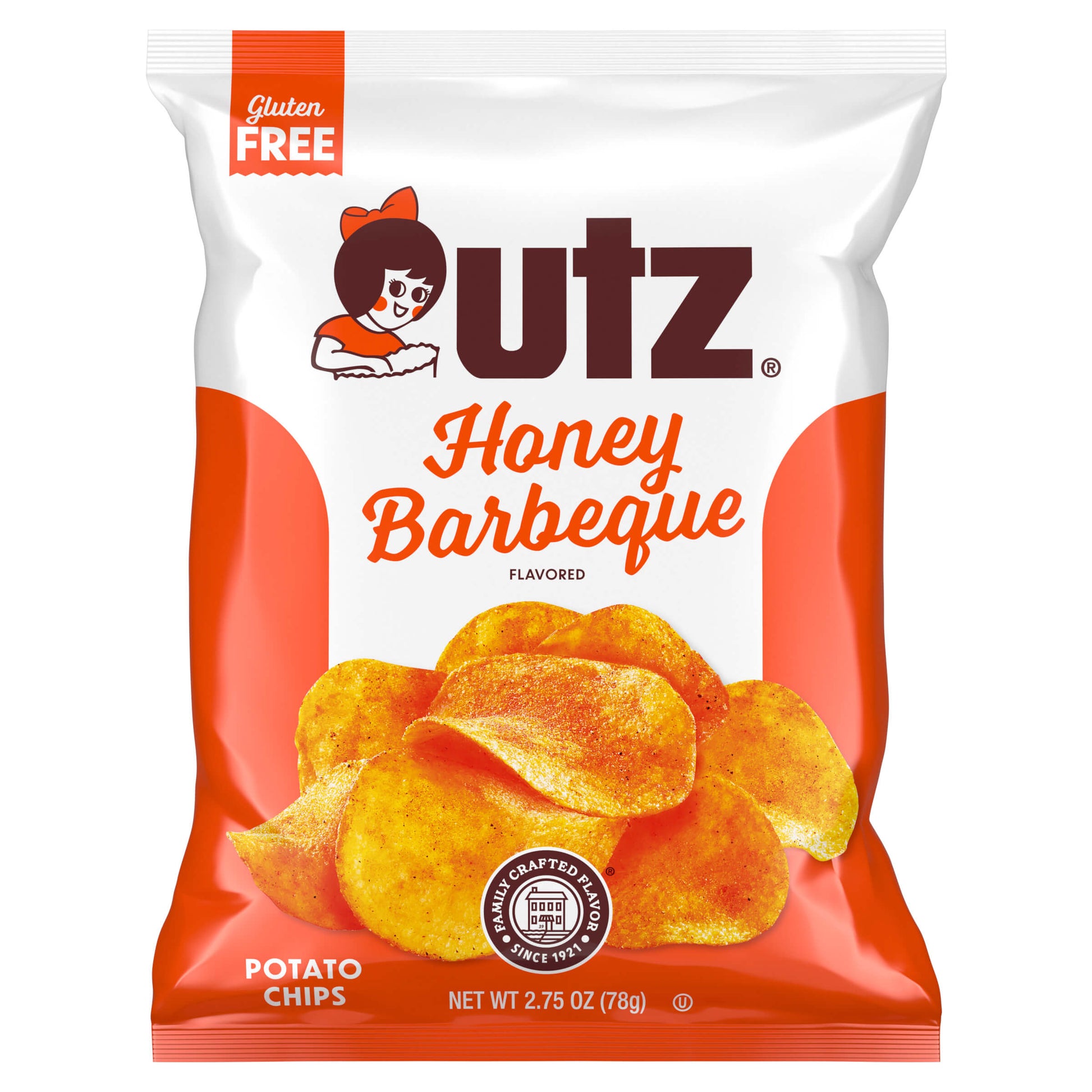 Outz Honey Barbeque potato chips packaging on a white background