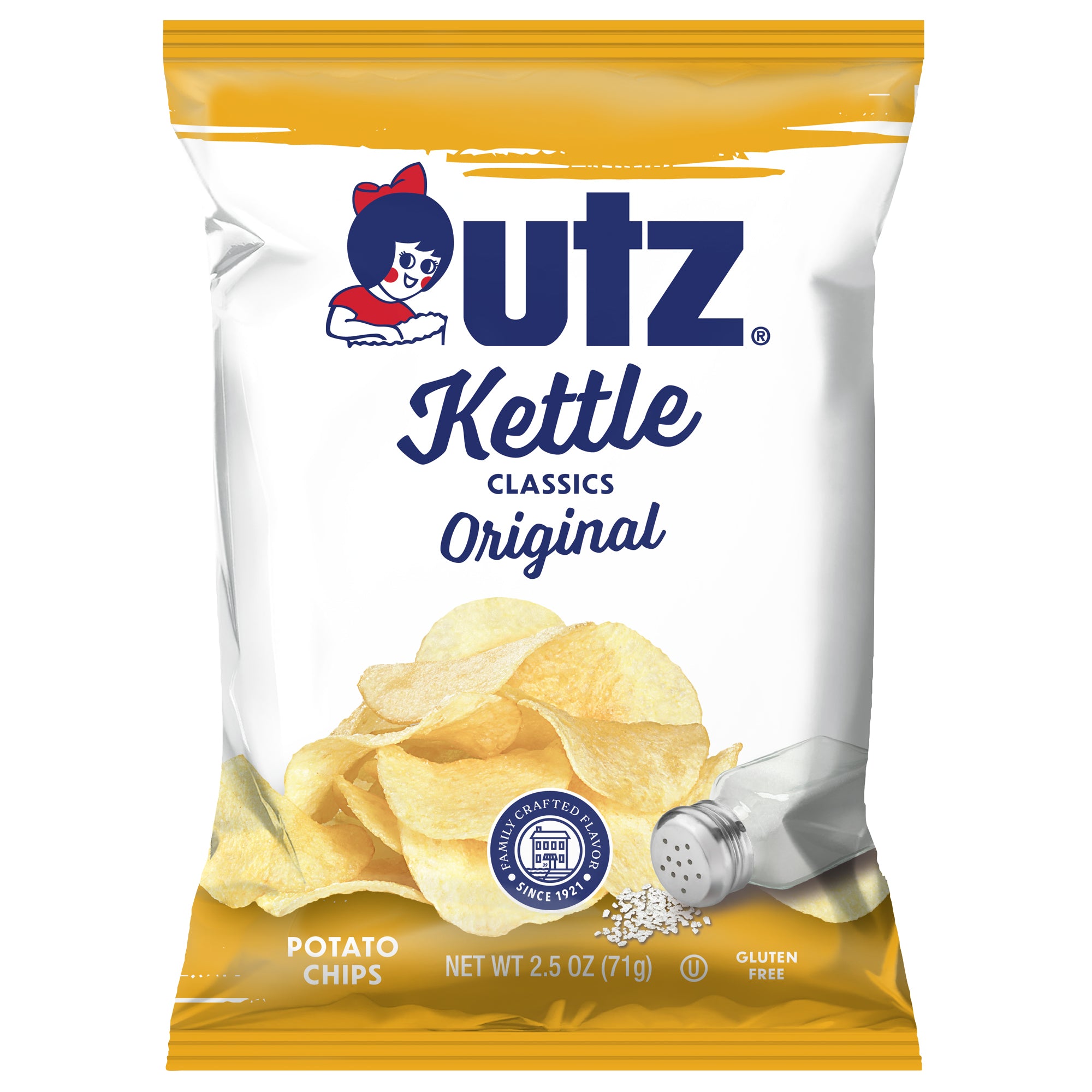 Utz Kettle Classics Original potato chips packaging on a white background