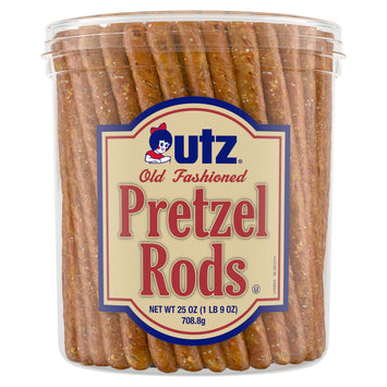 Jar of UTZ Old Fashioned Pretzel Rods on a white background