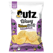 Utz Wavy Heluva Good! Potato Chips family size bag on a white background