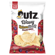 UTZ Wavy Heluva Good! French Onion flavored potato chips family size packaging.