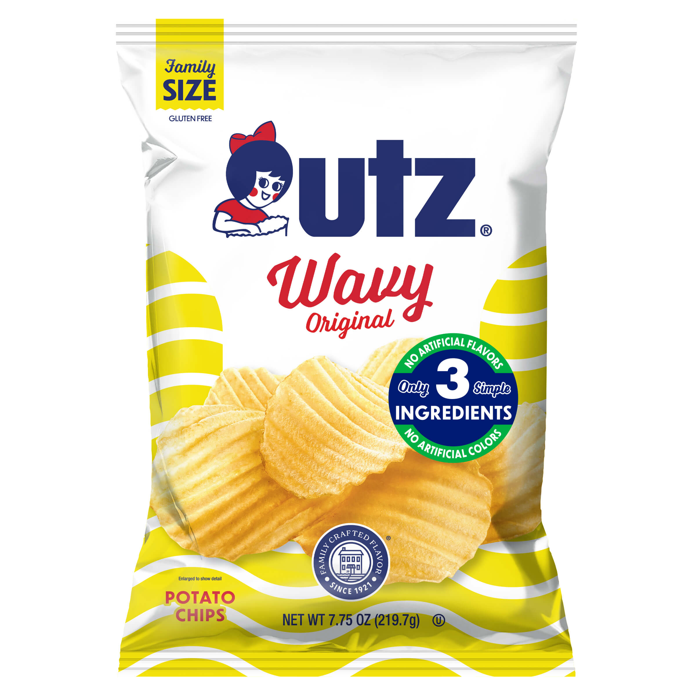 Bag of Utz Original Wavy potato chips family size