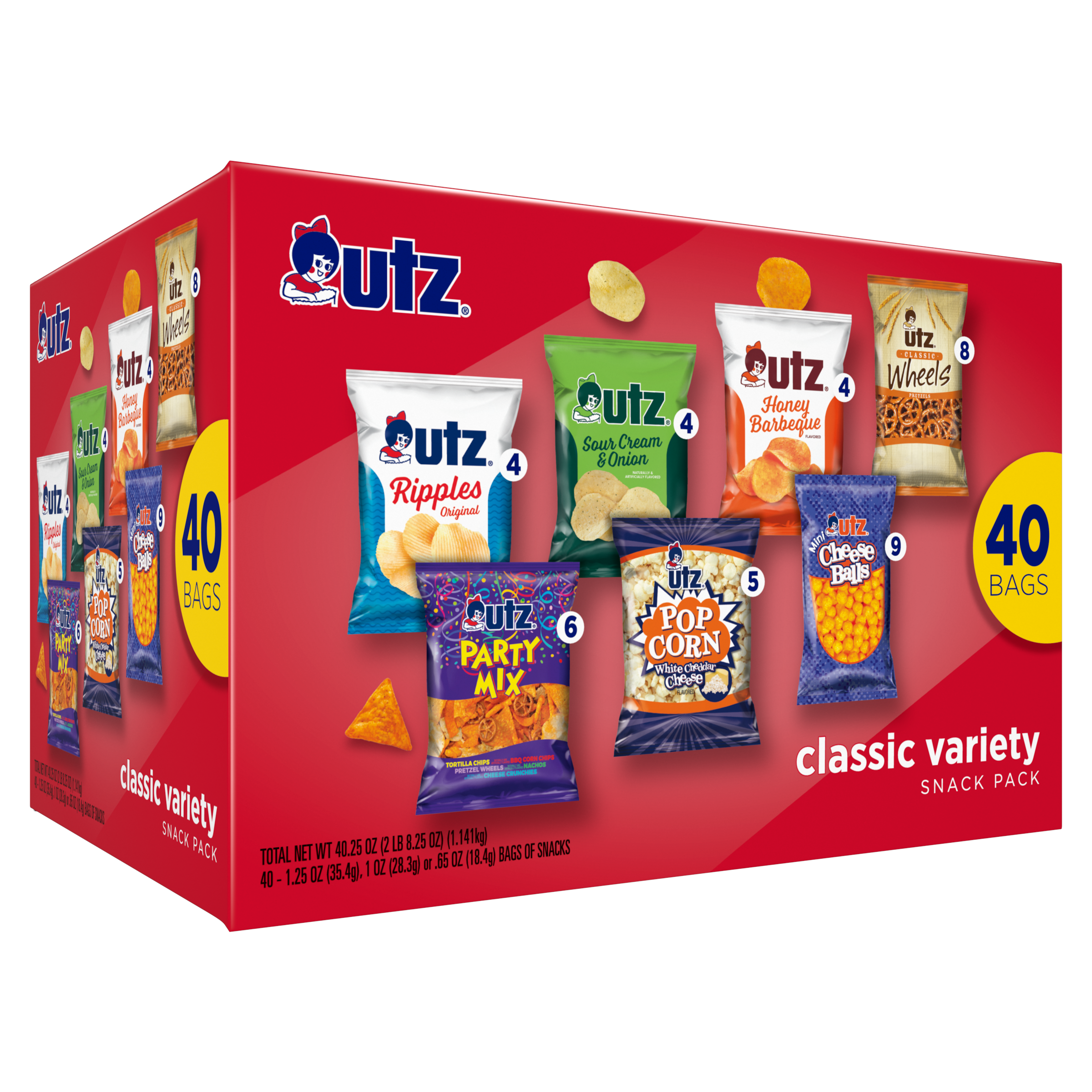 40.25 oz Utz Classic Snacks Variety Pk 40 Ct