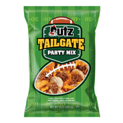 Green bag of Utz Tailgate Party Mix with football design on a white background