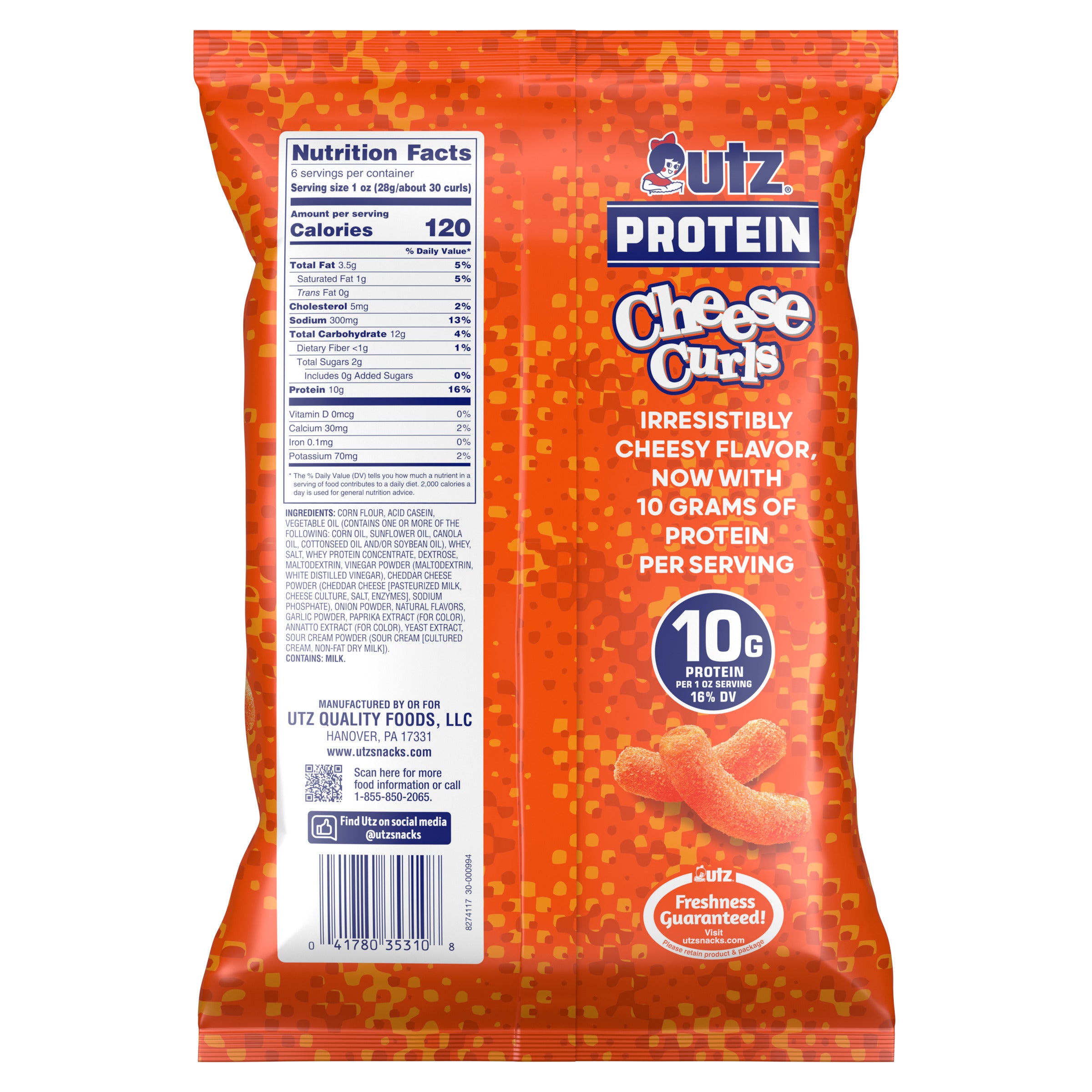 Utz Protein Cheddar Cheese Curls