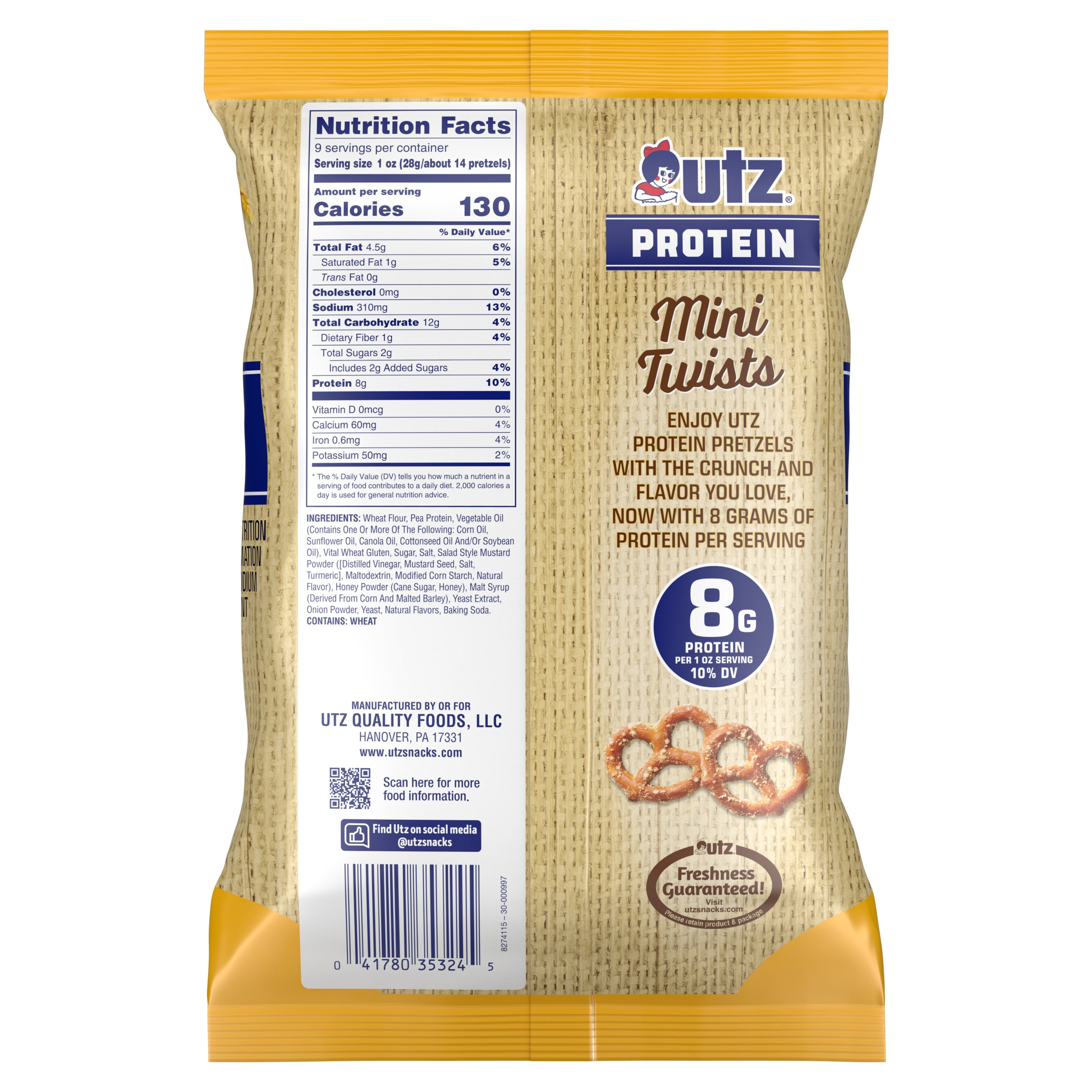 Utz Protein Honey Mustard Mini Twists Pretzels