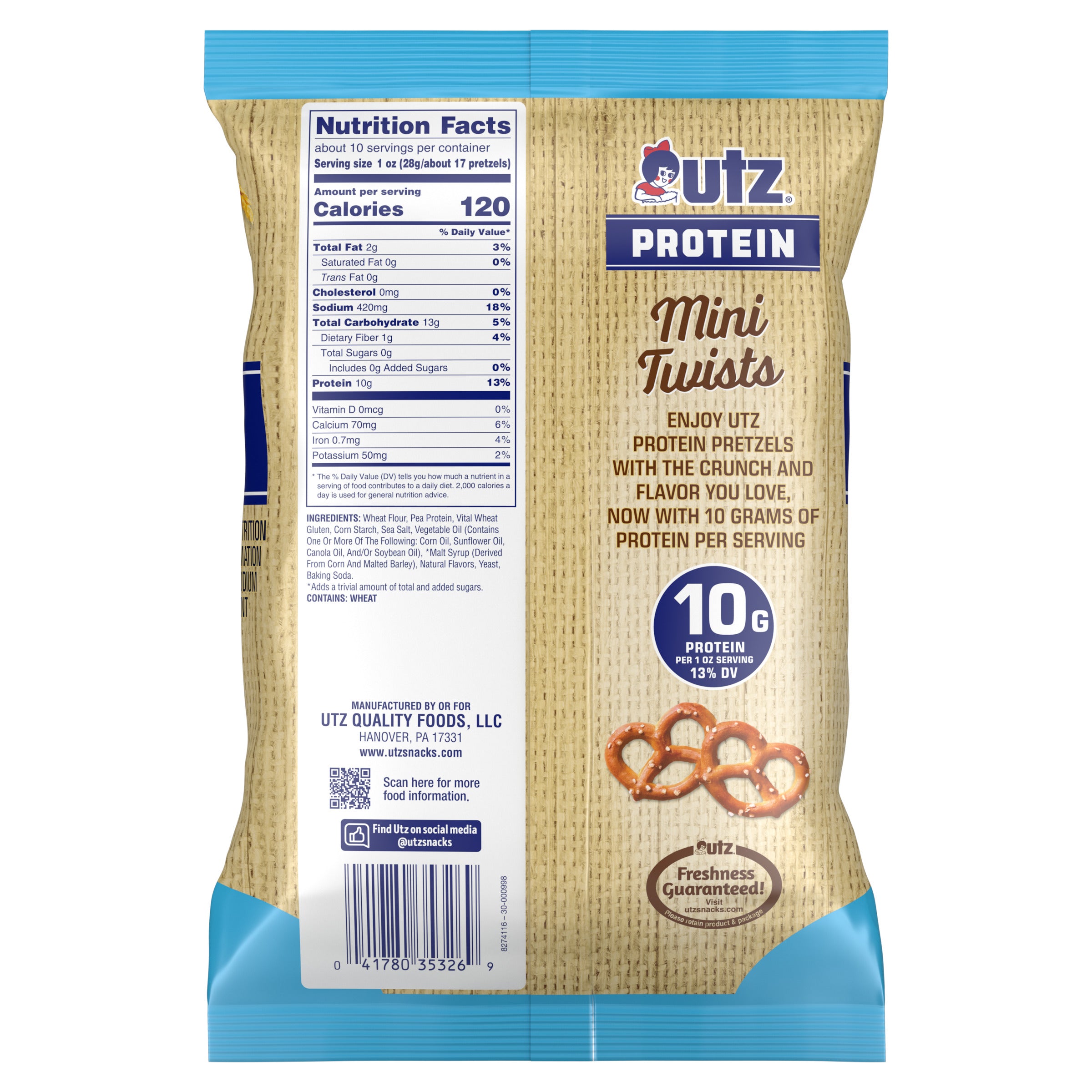 Utz Protein Sea Salt Mini Twists Pretzels