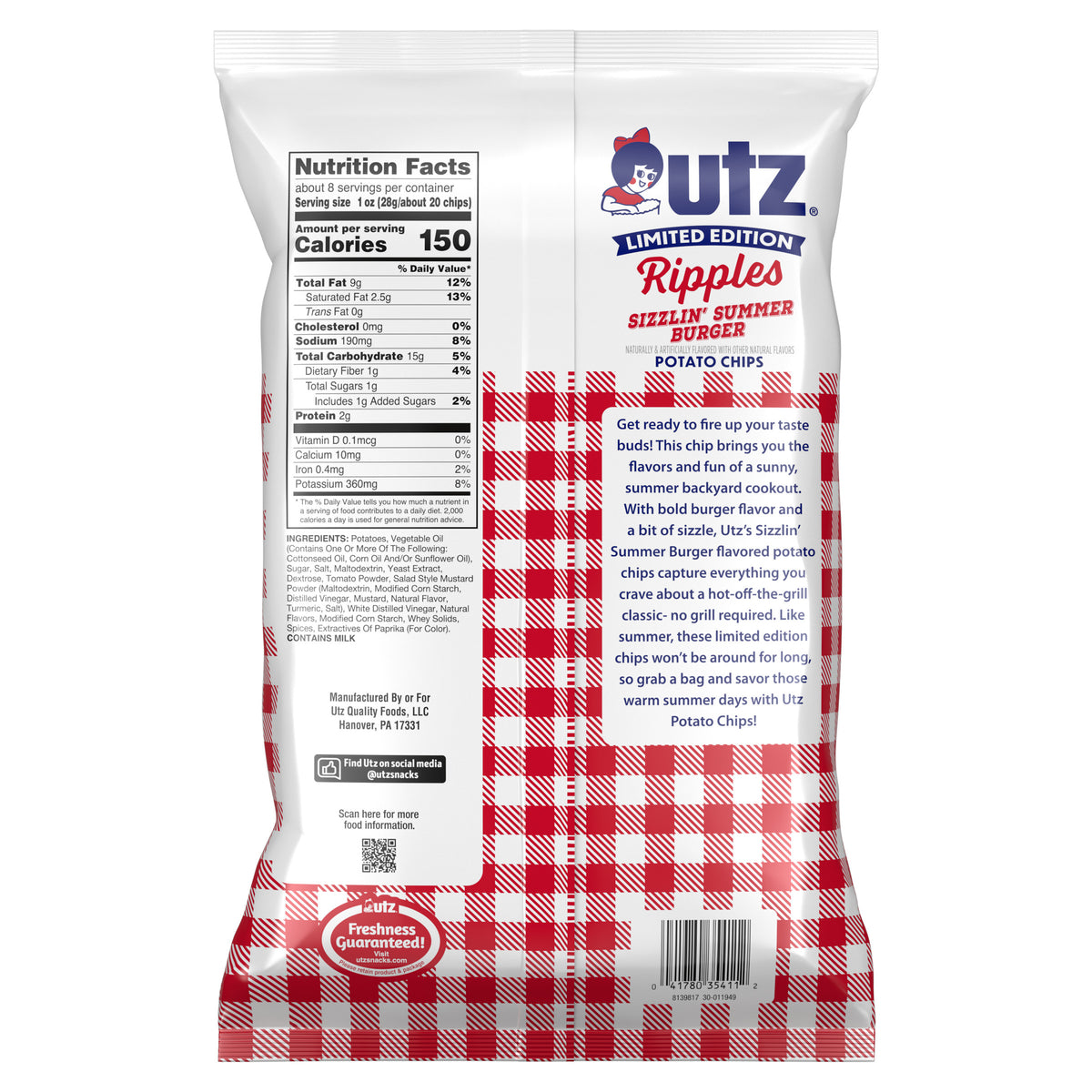 Utz Sizzlin' Summer Burger Ripple Potato Chips – Utz Quality Foods
