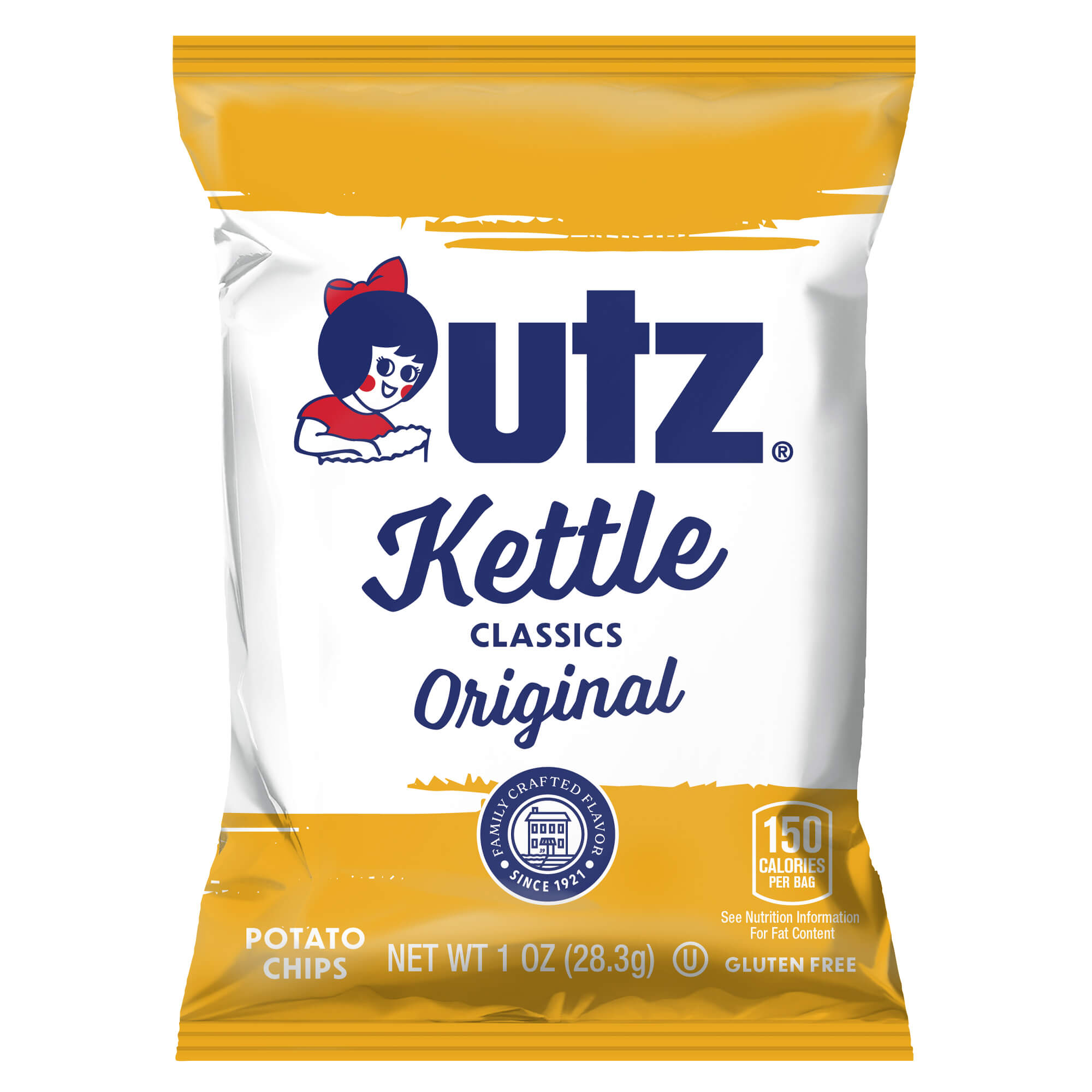 UTZ Kettle Classics Original potato chips packaging on a white background