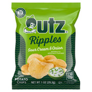 Utz Ripples Sour Cream & Onion potato chips packaging on a white background