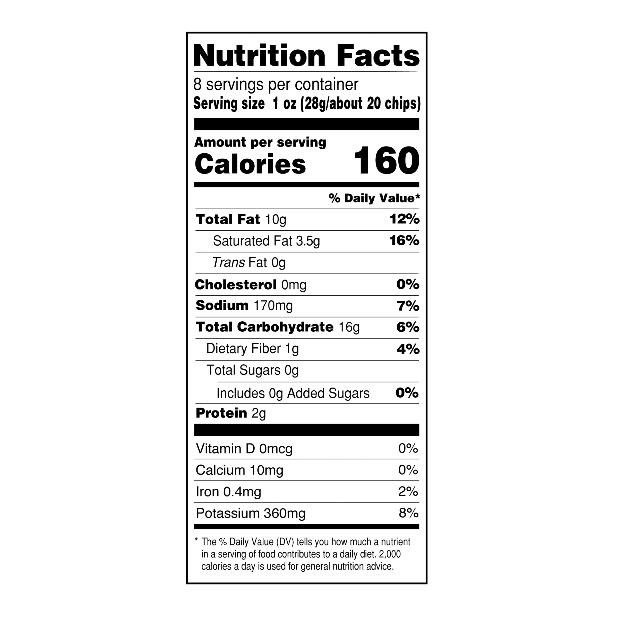 Nutrition facts label for a product with detailed calorie and nutritional information.
