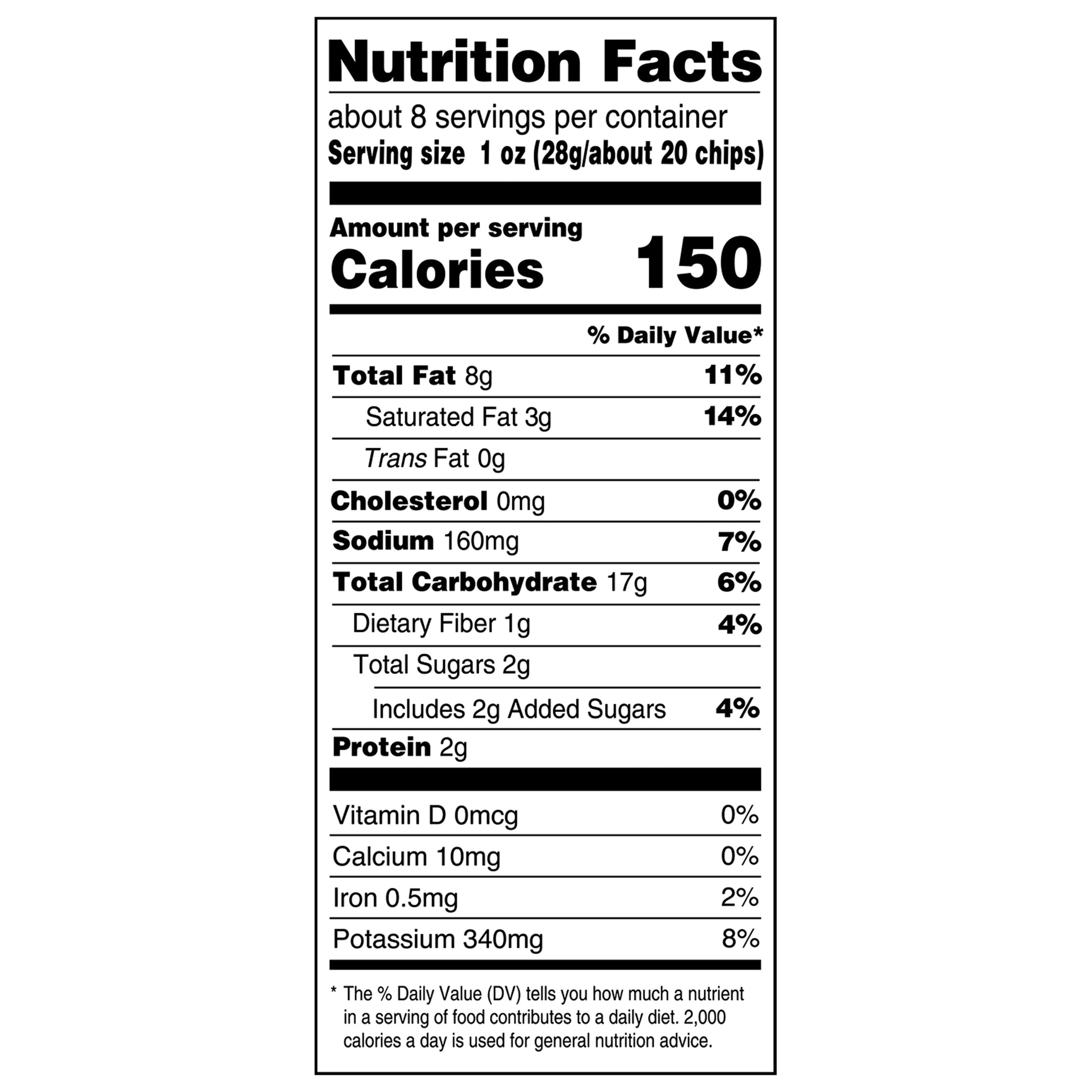 Nutrition facts label for a product with serving size and calorie information.