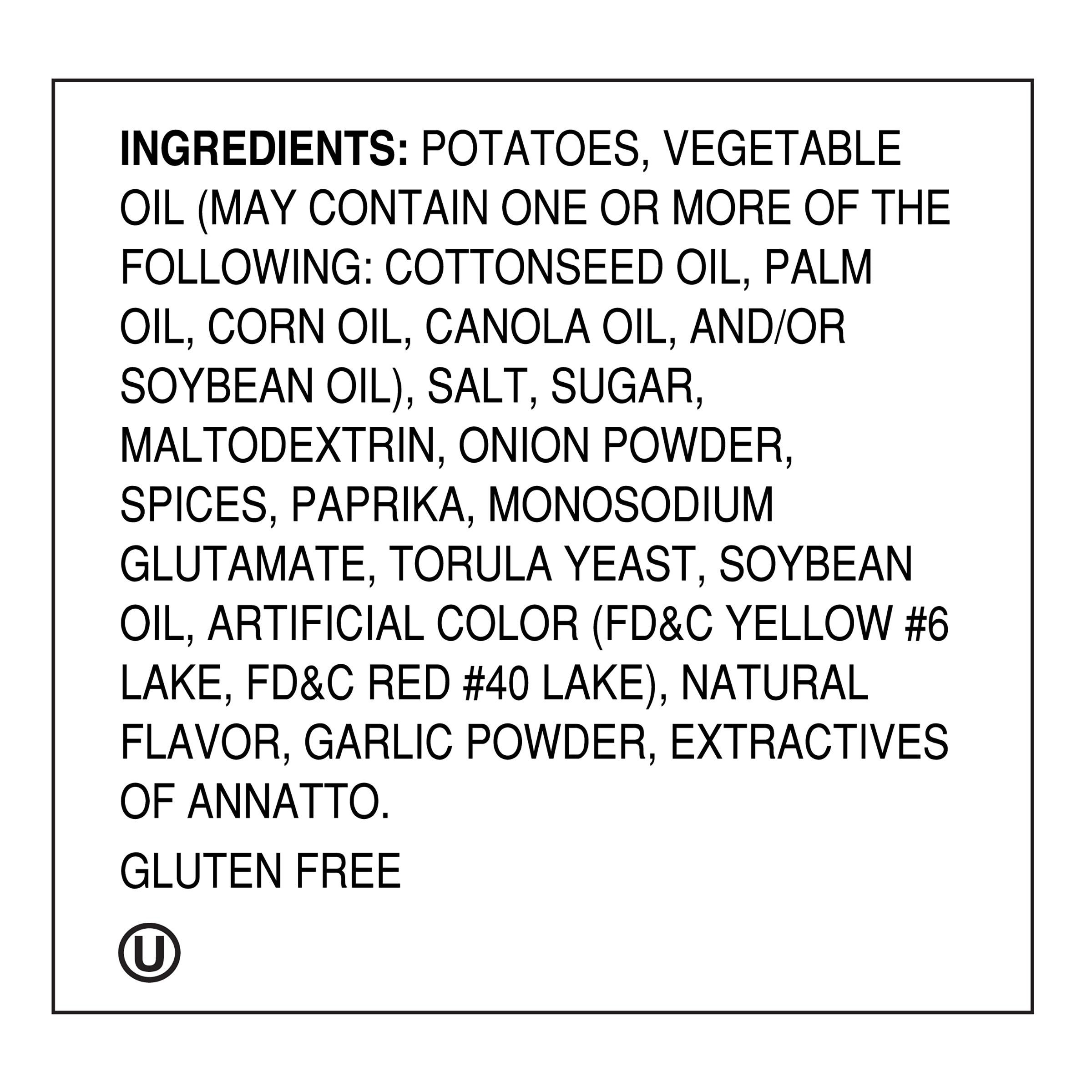 List of ingredients on a food product label with a black border.