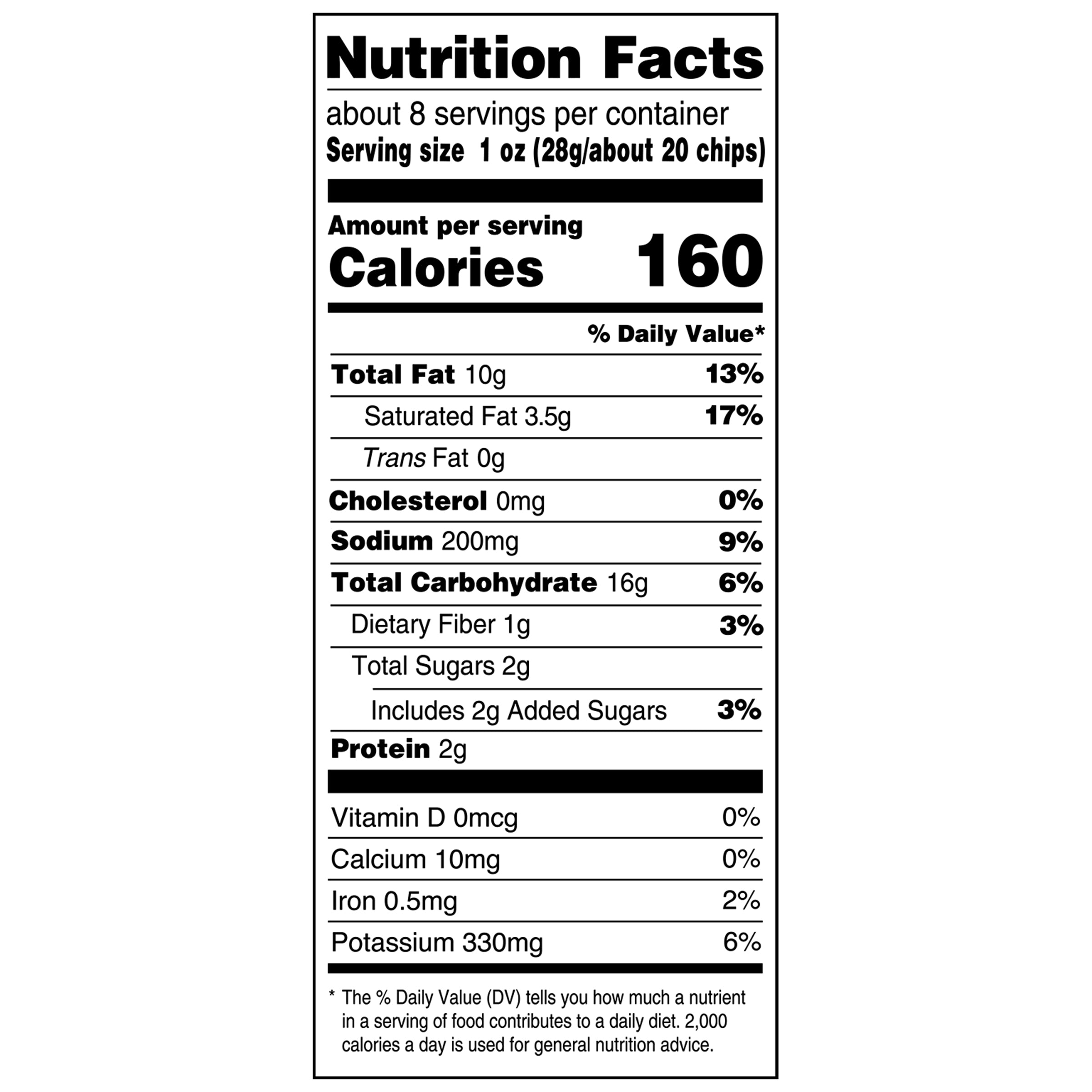 Nutrition facts label for a product with serving size and calorie information.