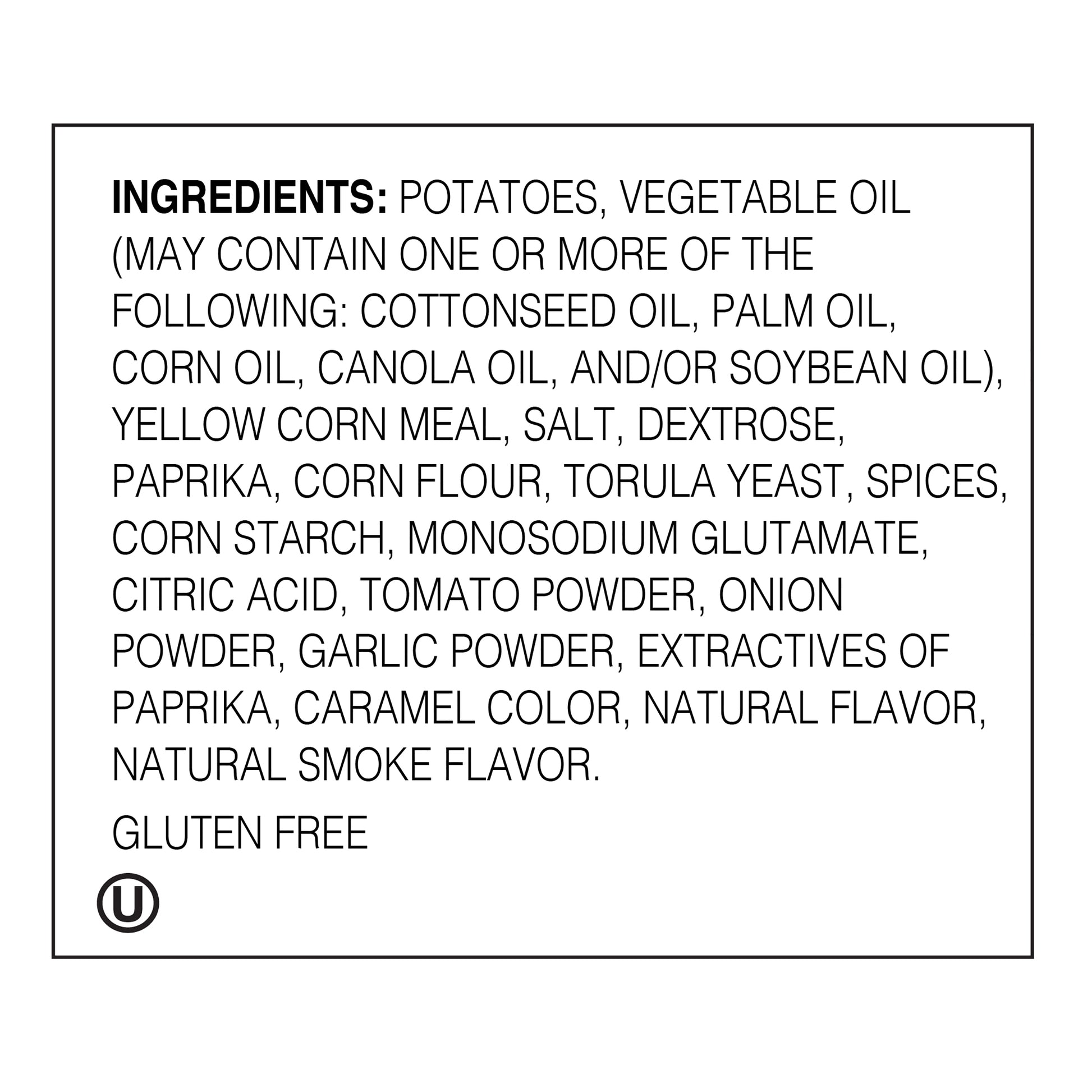 Ingredients list for a food product on a white background