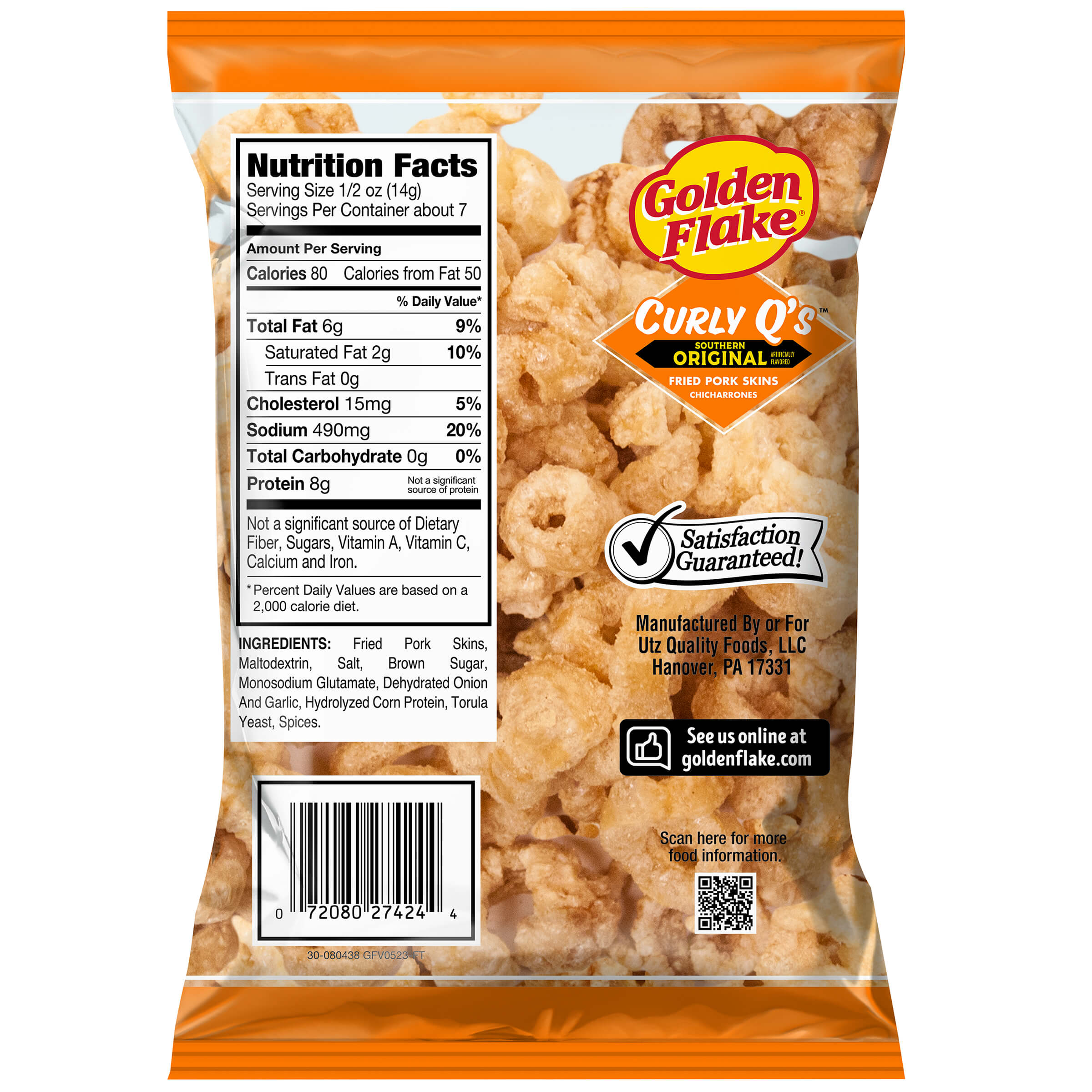 Golden Flake Pork Skins Curly Q's Original – Utz Quality Foods