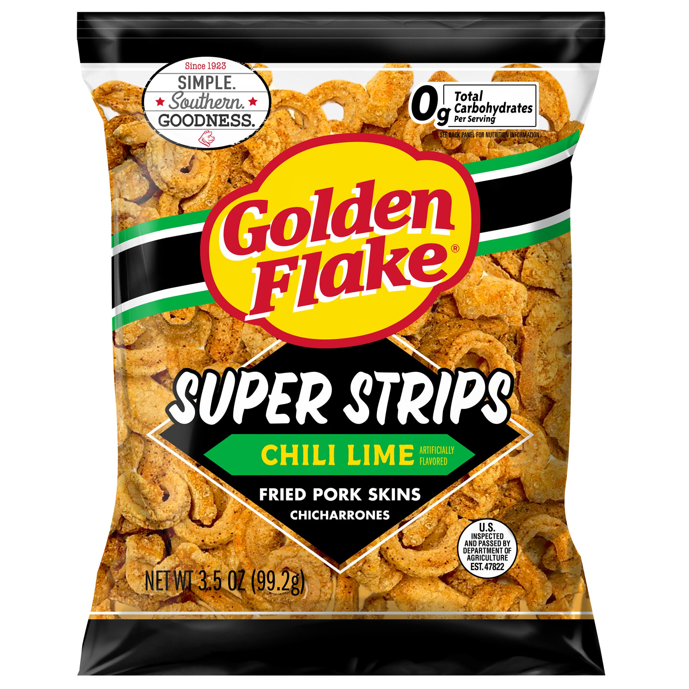 Golden Flake Pork Skins Super Strips Chili Lime – Utz Quality Foods