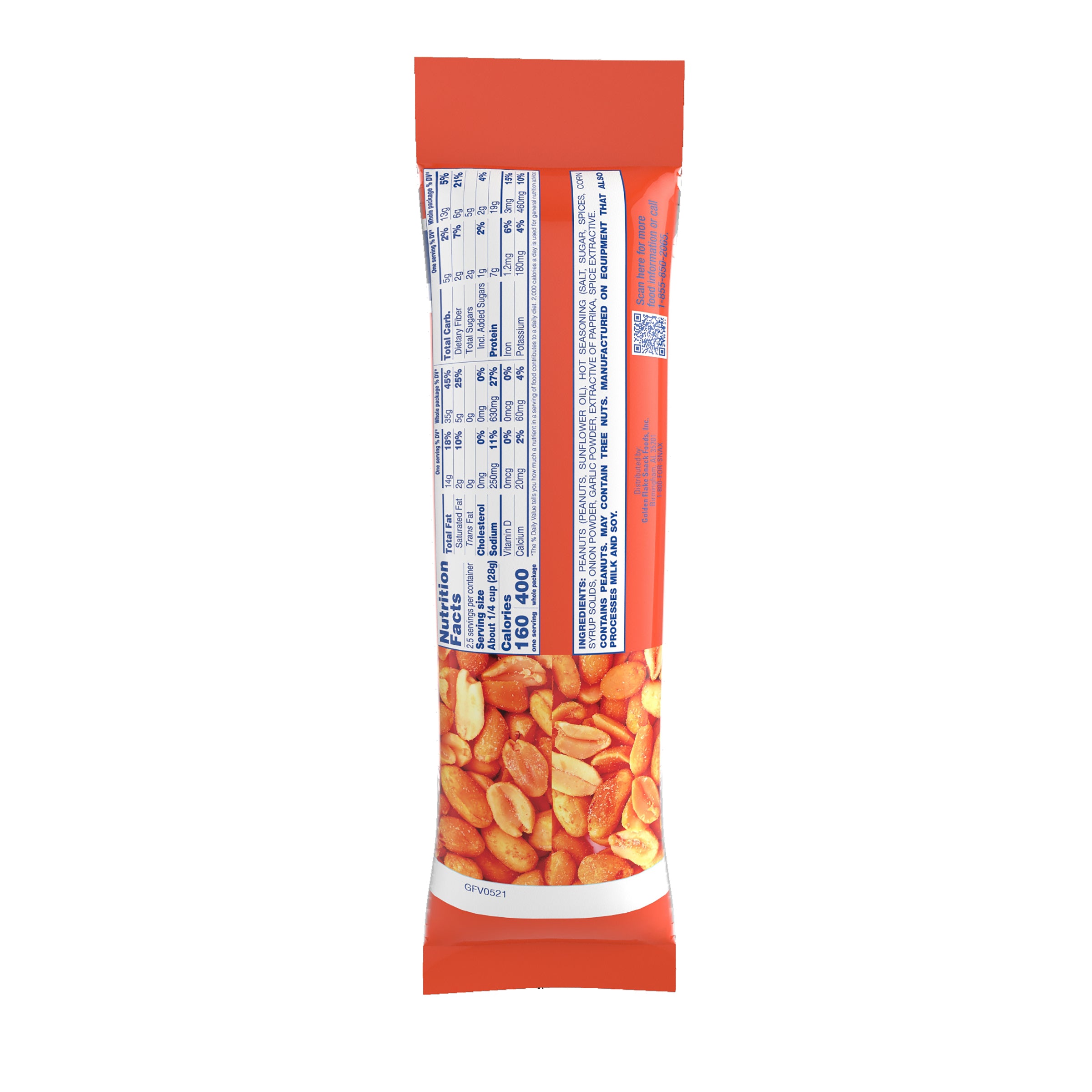 Golden Flake Hot & Spicy Peanuts – Bold Southern Heat (2.5oz Bags)